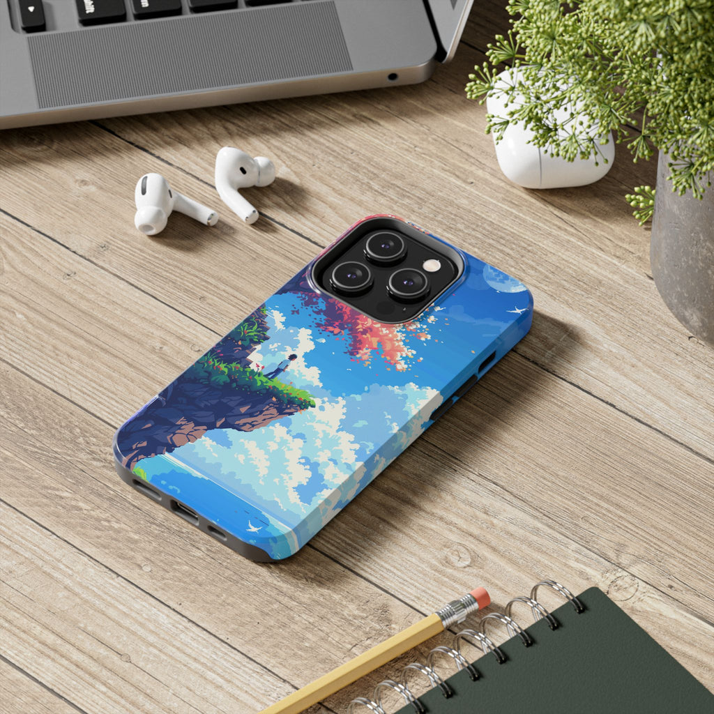 Pixel Art Video Game Landscapes Phone Case, Retro Gaming Pixelated Design, Geeky Gamer Phone Cover, Unique Video Game Art Accessories