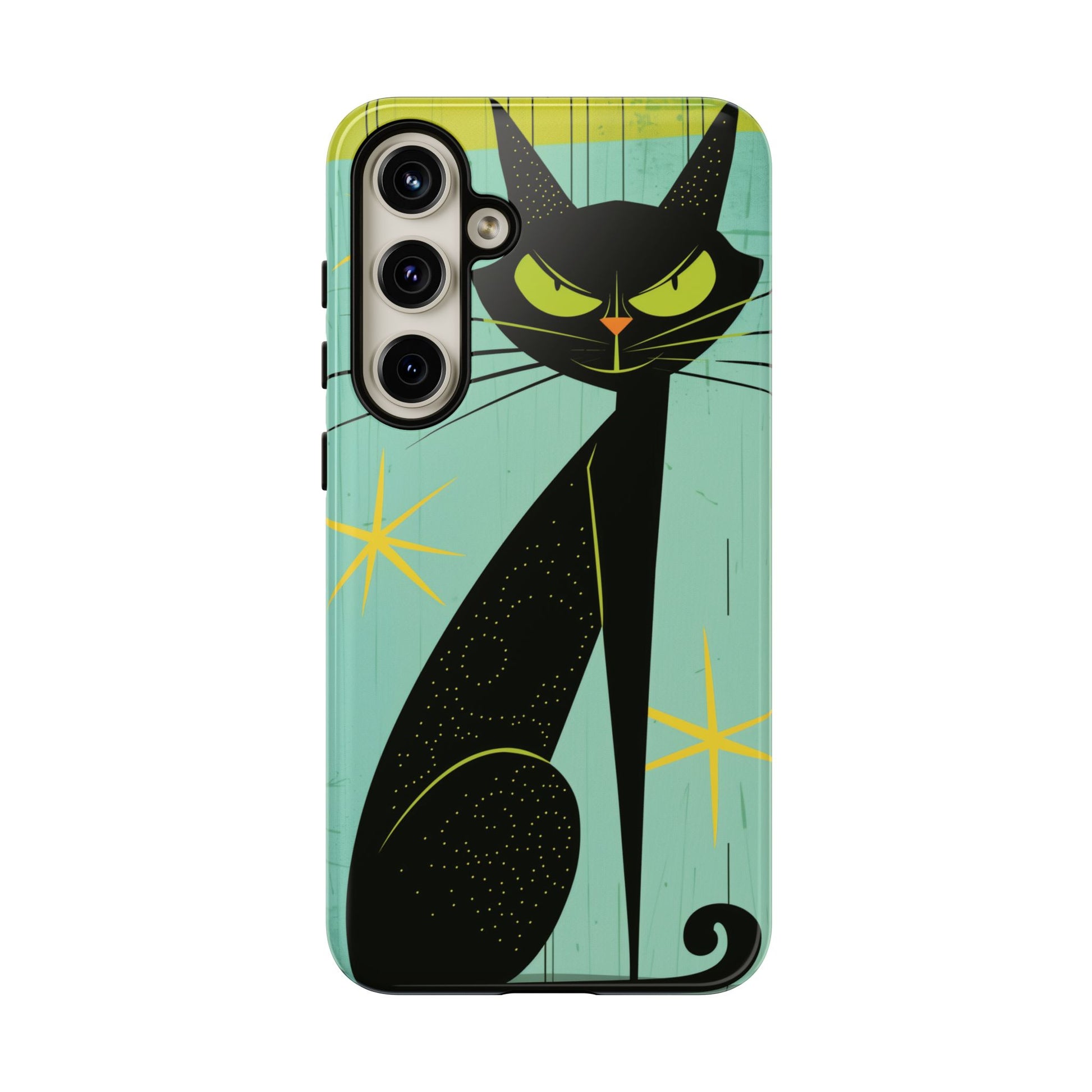 Mid-Century Modern Phone Case, Mid Mod Android Case, Atomic Cats Android Case, Retro Chic Smartphone Cover, Unique Artistic Phone Accessory