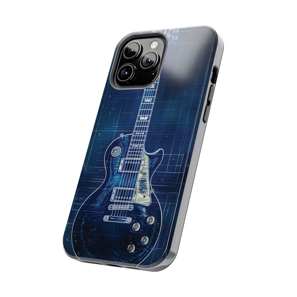 Guitar Phone Case, Guitar Blueprint iPhone Cover, Vintage Guitar Design, Custom iPhone Covers, Rock Music Phone Accessories, Musician Gift