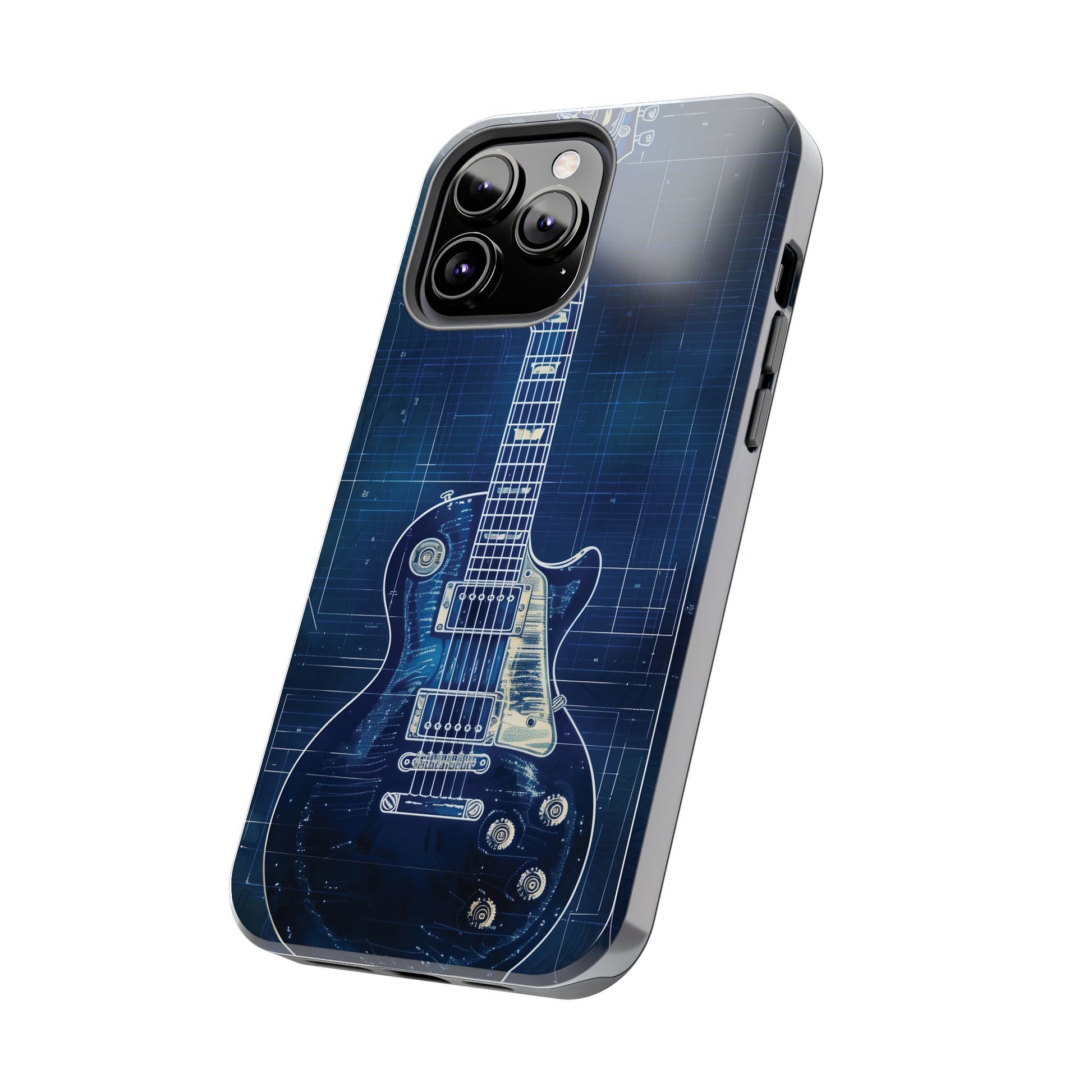 Guitar Phone Case, Guitar Blueprint iPhone Cover, Vintage Guitar Design, Custom iPhone Covers, Rock Music Phone Accessories, Musician Gift