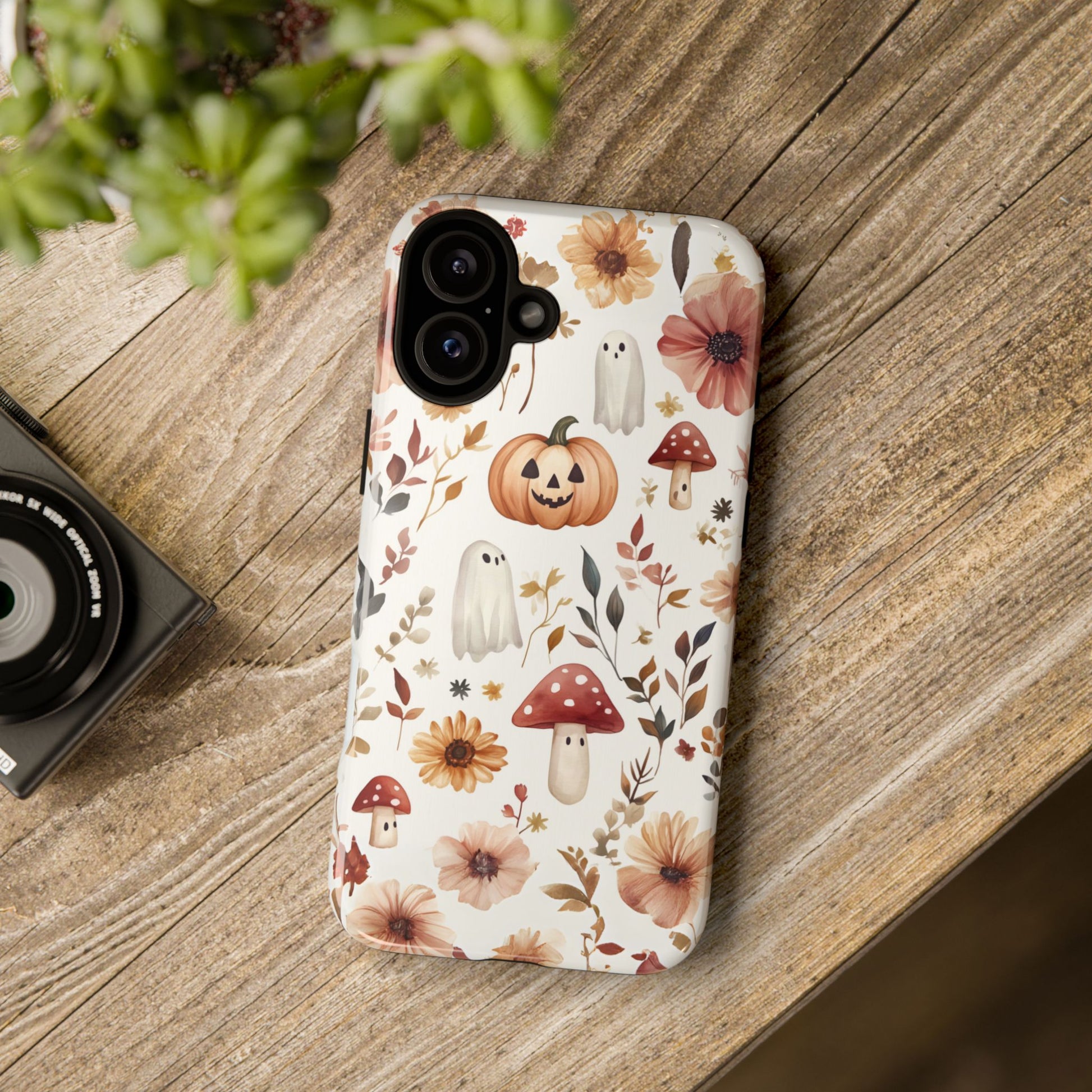Cottagecore Fall Floral Phone Case for iPhone Samsung Pixel Autumn Pumpkin Tough Case iPhone 16 15 14 13 Pro Max