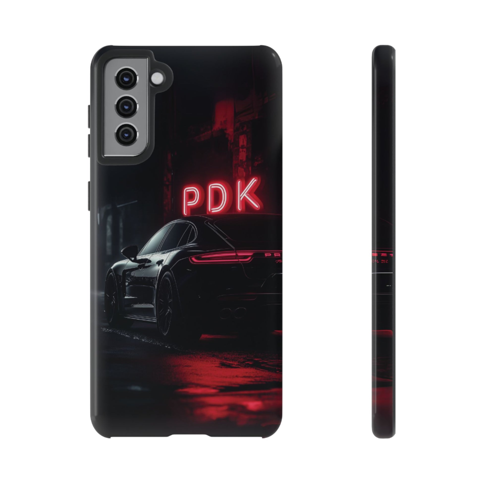 Pink Super Sports Car Phone Case PDK Car Lover Gift Porsche Panamera Inspired Neon Sign Font iPhone 13 14 15 16 Pro Max