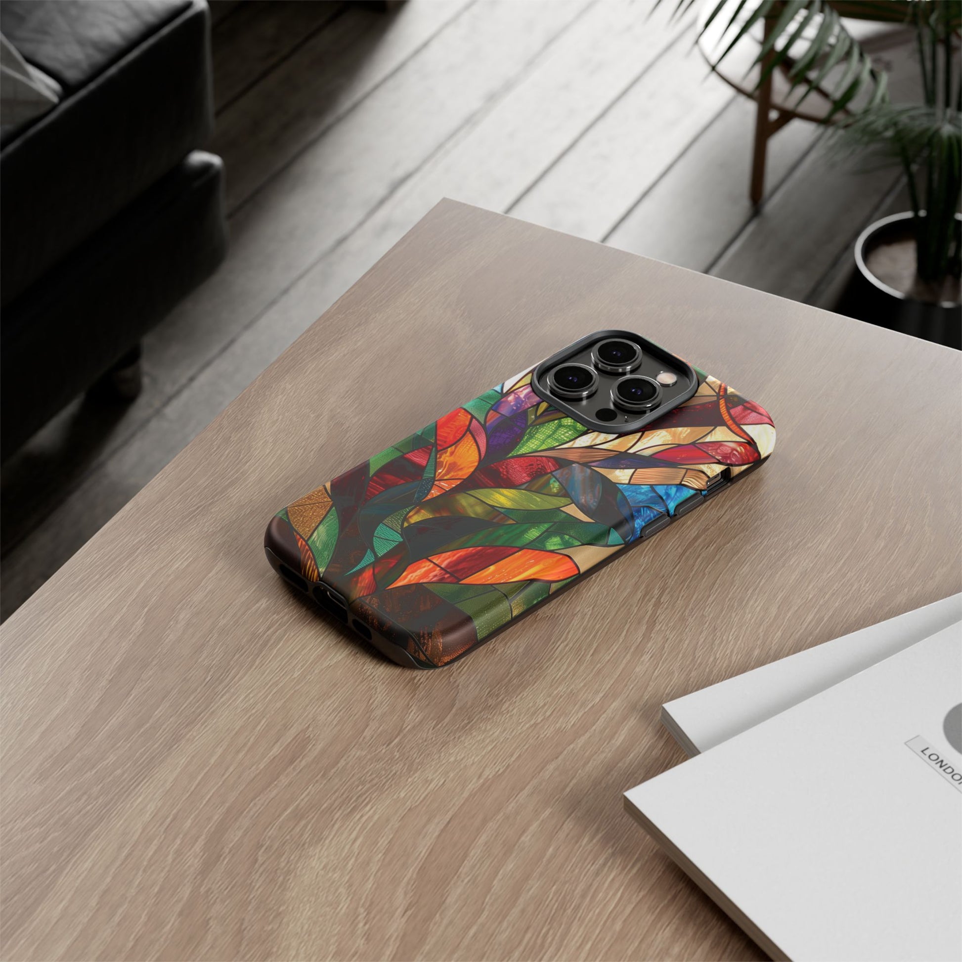 Frank Lloyd Wright Inspired Stained Glass Phone Case Mid Mod Geometric Artistic Architectural Design Art Deco iphone 13 14 15 16 Pro Max