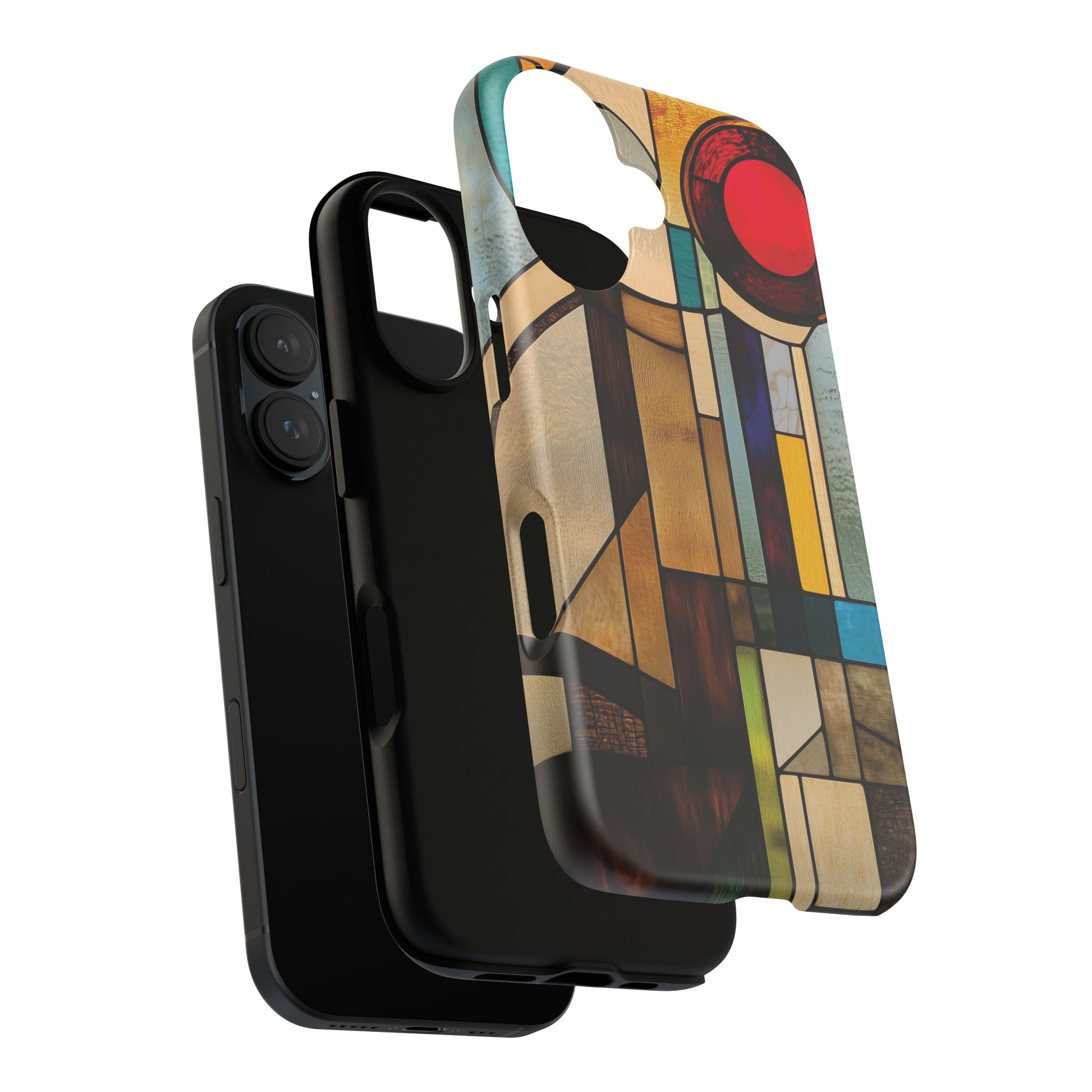 Stained Art Deco Glass Phone Case Frank Lloyd Wright Cottage Core Usonian Prairie Style Geometric Stylish  iPhone 14 15 16 Pro