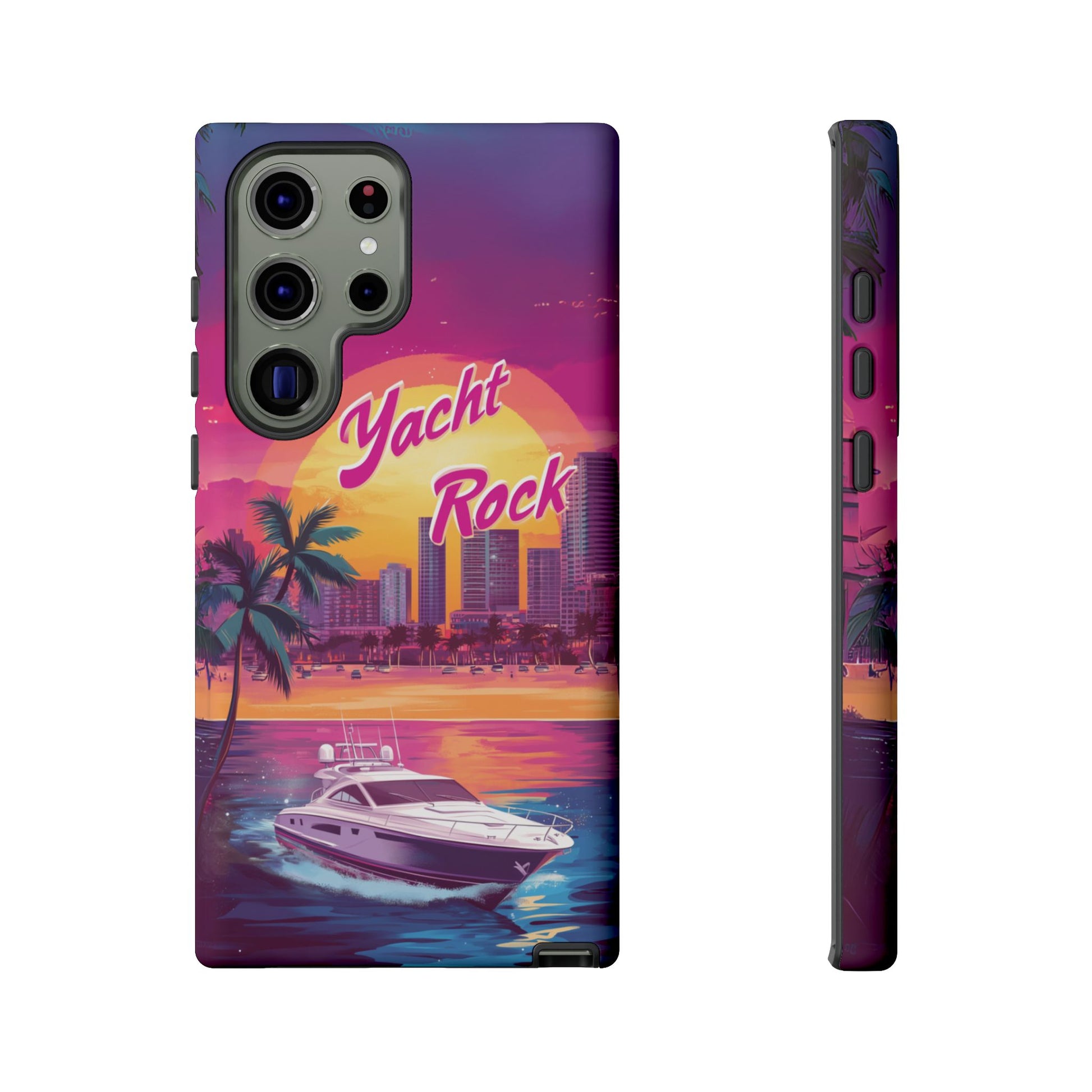 Custom Yacht Rock Phone Case iPhone 13 14 15 16 Pro Max Sunset Cruise Harbor Miami Vice Yacht Rock Gift Boating Captain South Beach Surfing