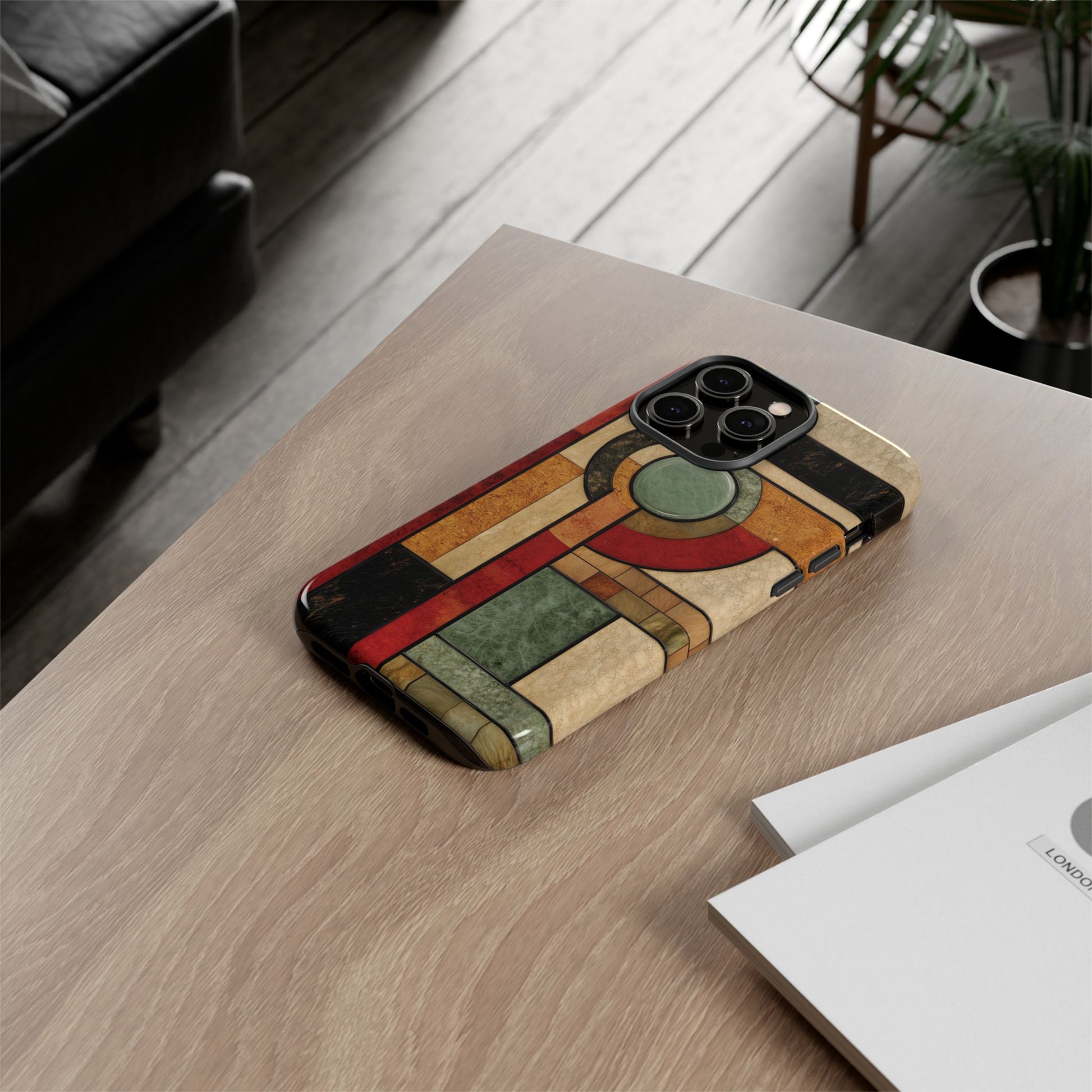Stone Prairie Frank Lloyd Wright Usonian Phone Case Geometric Stained Glass Art Deco Marble Gold 13 14 15 16 iPhone Pro Max Galaxy Pixel