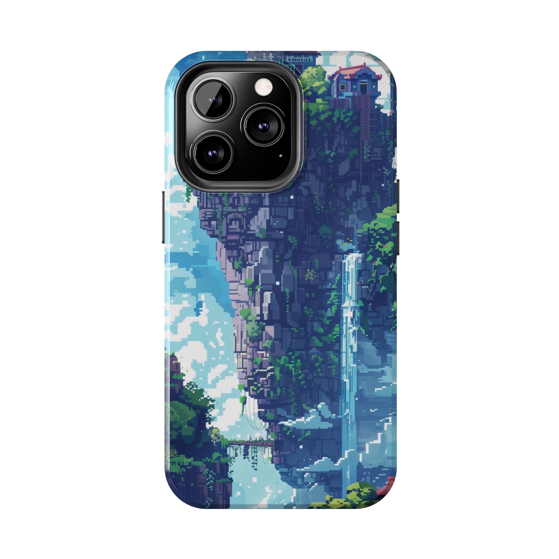 Pixel Art Video Game Landscapes Phone Case, Retro Gaming Pixelated Design, Geeky Gamer Phone Cover, Unique Video Game Art Accessories
