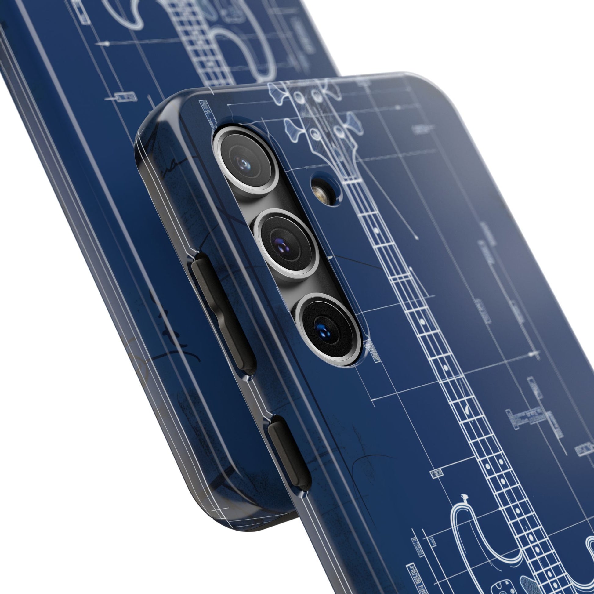 Guitar Phone Case Blueprint Schematic Vintage Custom Design Fender Gibson Rickenbacker Custom Rock Music Phone Accessories Musician Gift