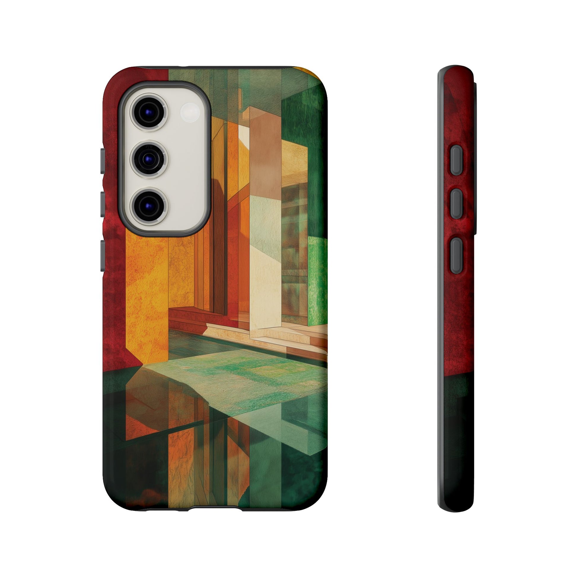 Art Deco Frank Lloyd Wright Inspired Usonian Phone Case Geometric Stained Glass Art Deco Marble Gold 13 14 15 16 iPhone Pro Max Galaxy Pixel