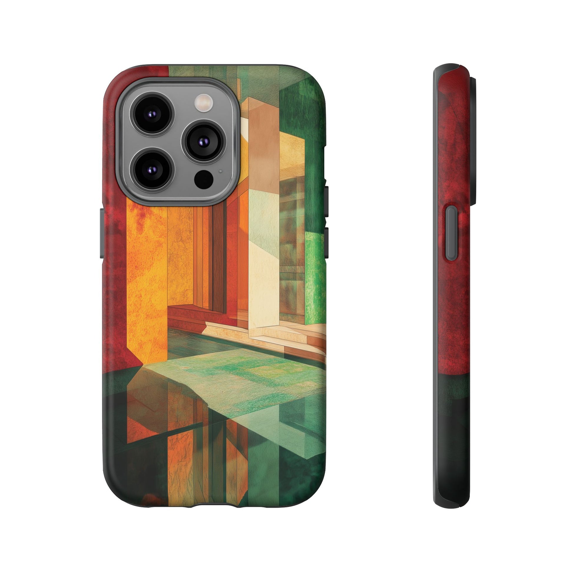 Art Deco Frank Lloyd Wright Inspired Usonian Phone Case Geometric Stained Glass Art Deco Marble Gold 13 14 15 16 iPhone Pro Max Galaxy Pixel