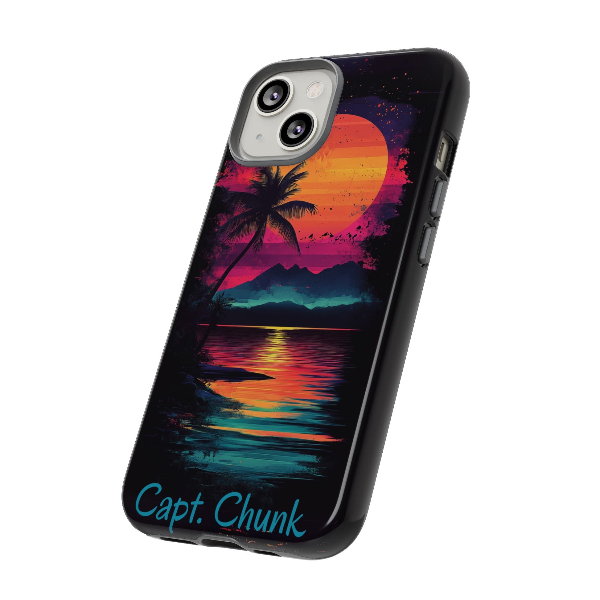 Custom Personalized Retro Palm Tree Sunset Phone Case iPhone 14 15 16 Pro Max Galaxy S24 Google Pixel Mountain Beach Fantasy Surfing Neon