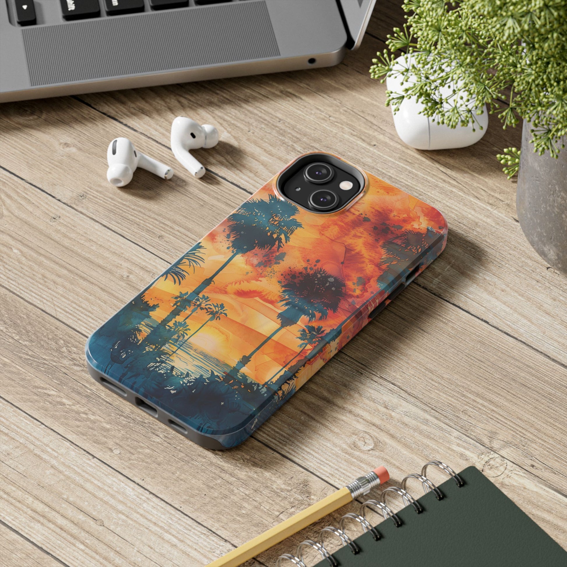 Los Angeles Sunset iPhone Case, Golden Hour Scenic View, Hollywood Hills Sunset Phone Case, Palm Trees Phone Case, iphone 15 pro max case