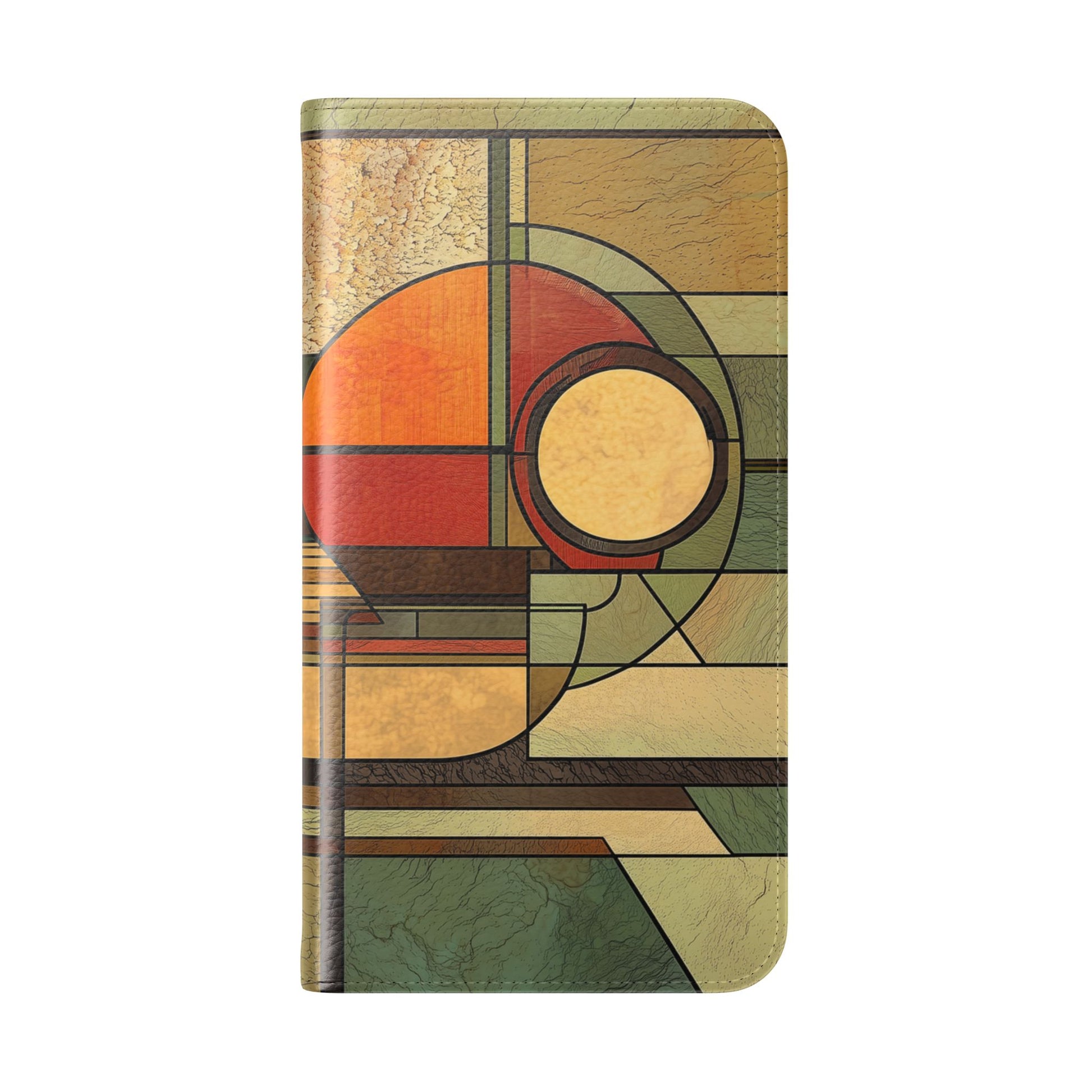 Art Deco Flip Case Prairie Style Stained Glass Inspired by Frank Lloyd Wright, Phone Covers, Colorful Protective Accessories, Unique