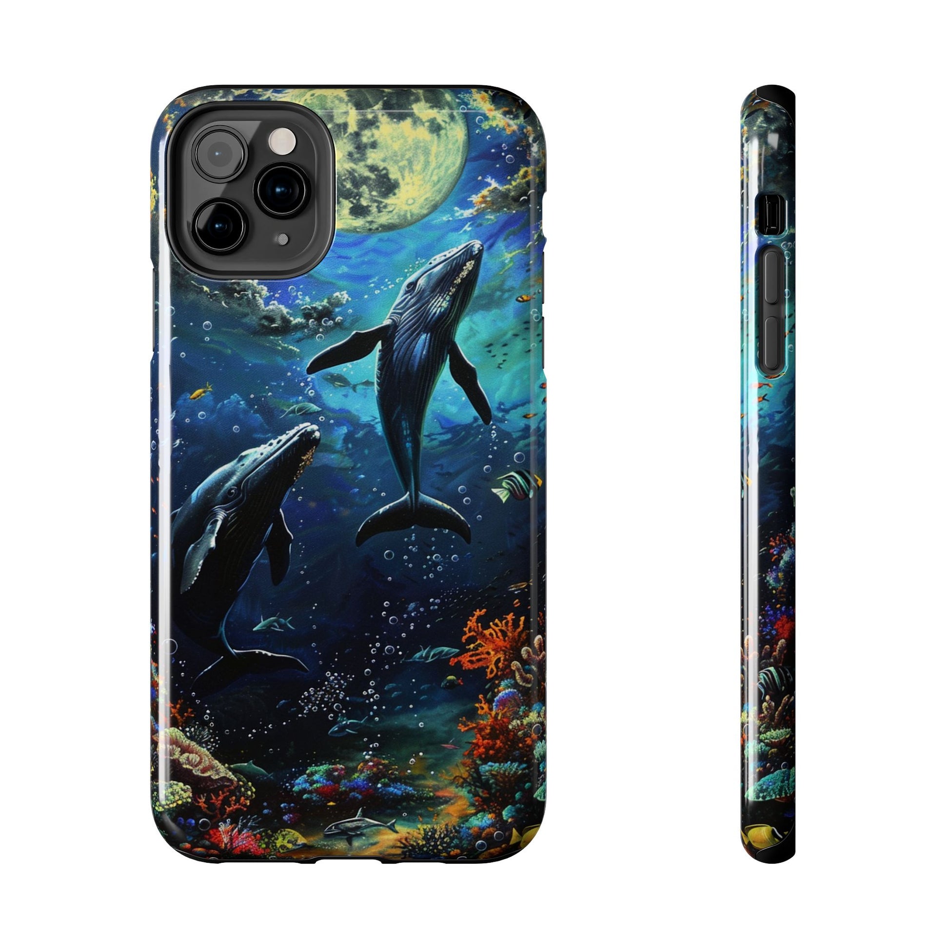 Moonlit Whales Underwater Phone Case - Durable and Stunning Protective Cover
