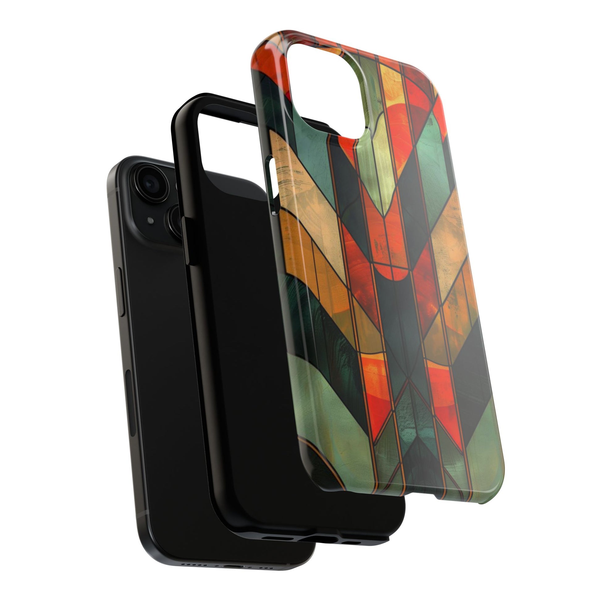Noir Art Deco Colorful Stained Glass - Durable Dual Layer Iphone Case - Architect Phone Case
