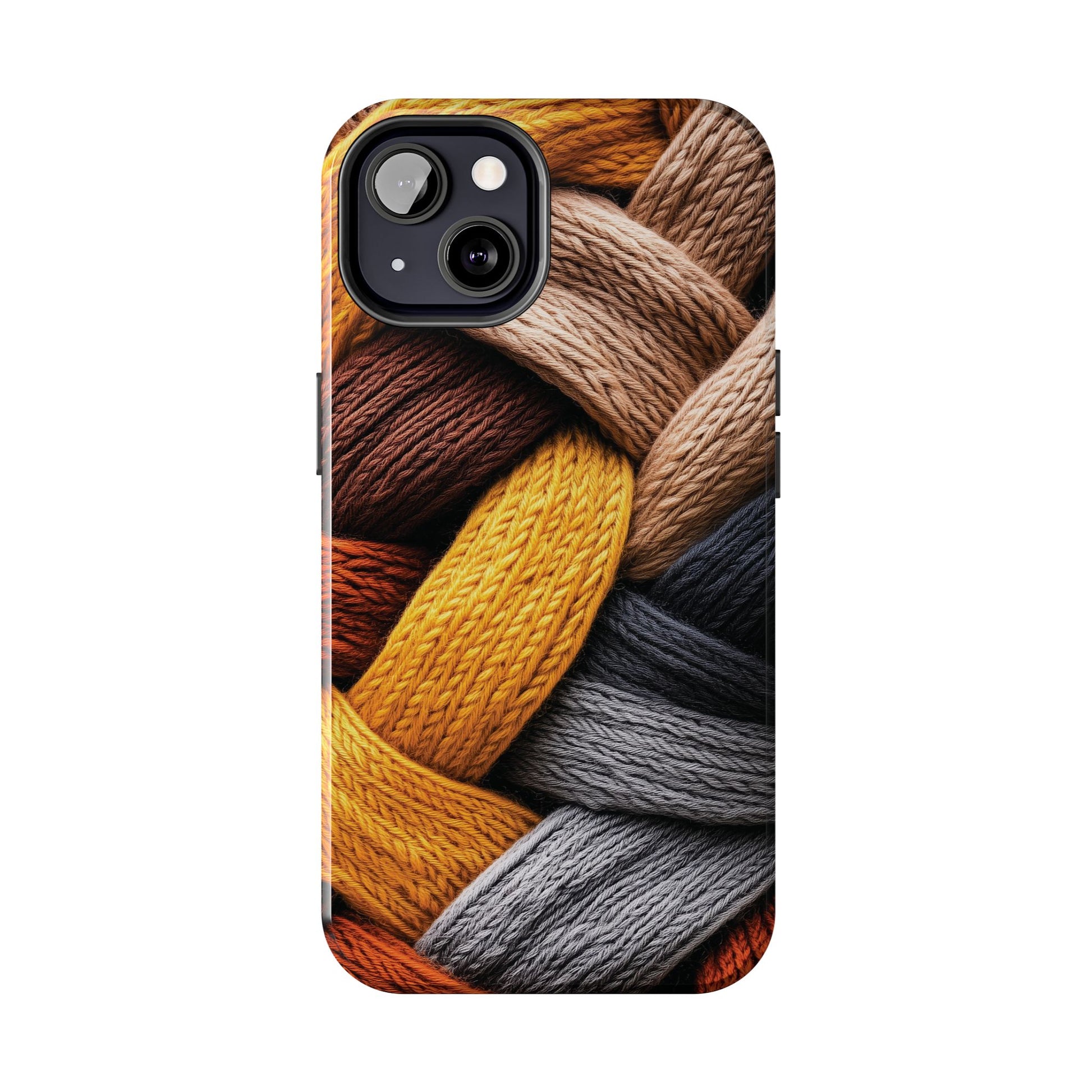 Cozy Boho Fall Knit Sweater Cottagecore Phone Case Boho Embroidered Fall Colors Phone Cover for iPhone 13 14 15 Pro, Samsung Galaxy S22 S23