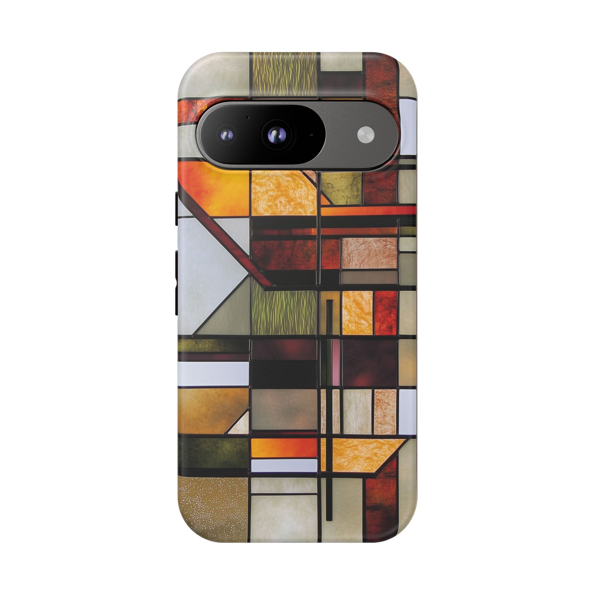 Stained Glass Phone Case Art Deco Frank Lloyd Wright Cottage Core Usonian Prairie Style Geometric Stylish  iPhone 14 15 16 Pro