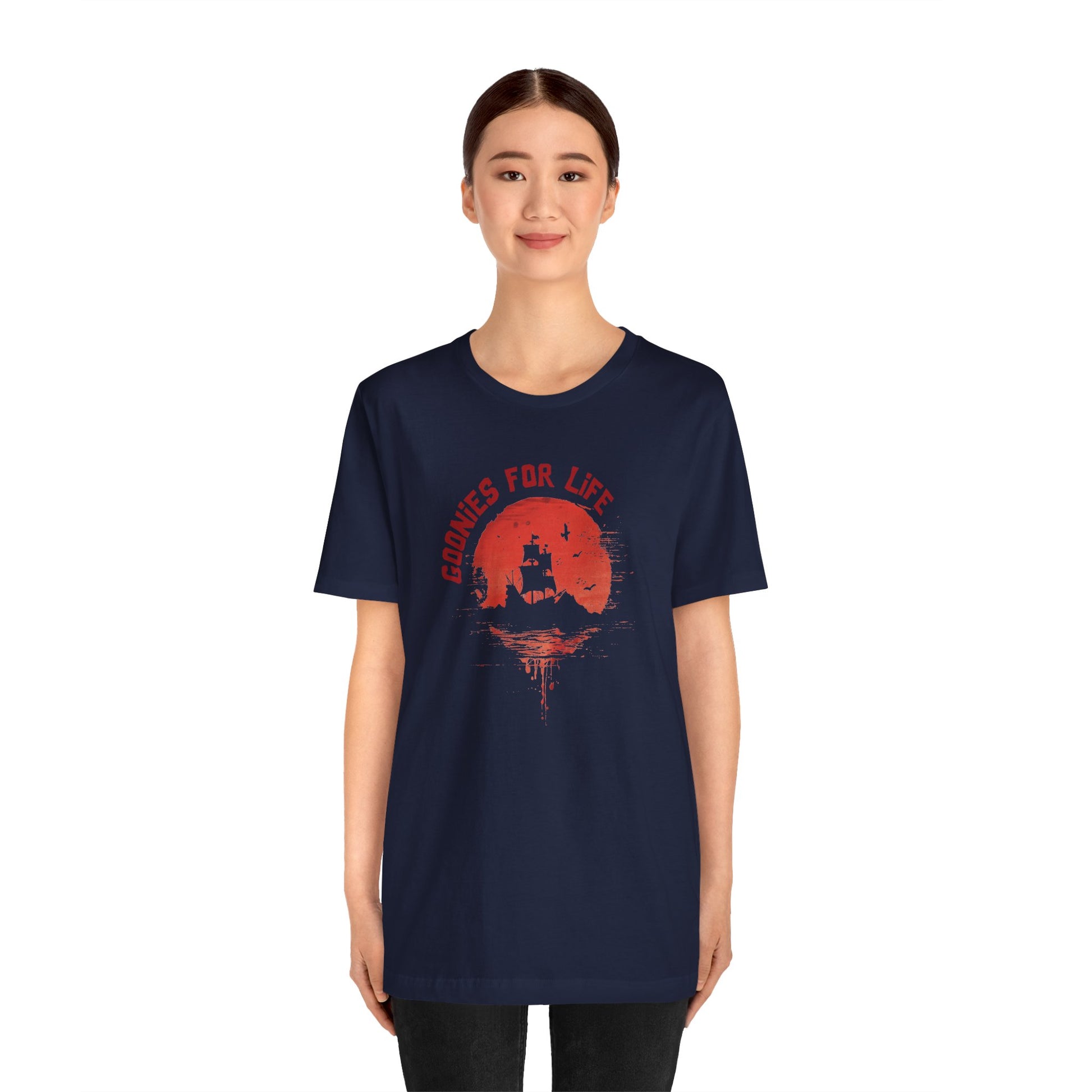 Goonies For Life Vintage Style Sunset Pirate Ship Tee