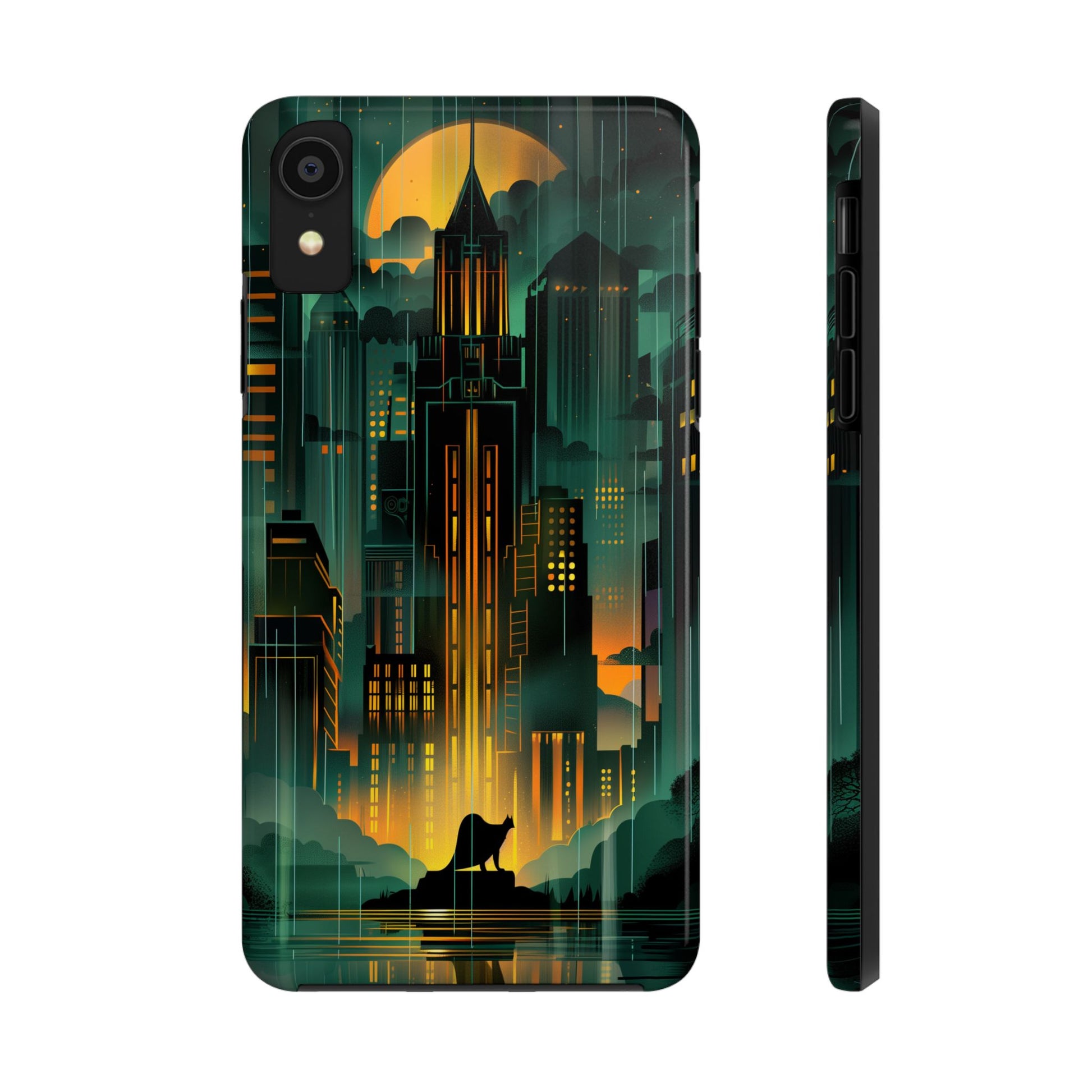 Nighttime Batman Phone Case - Gotham Art Deco Style - Noir Inspired Phone Cover - Dark Knight Accessory
