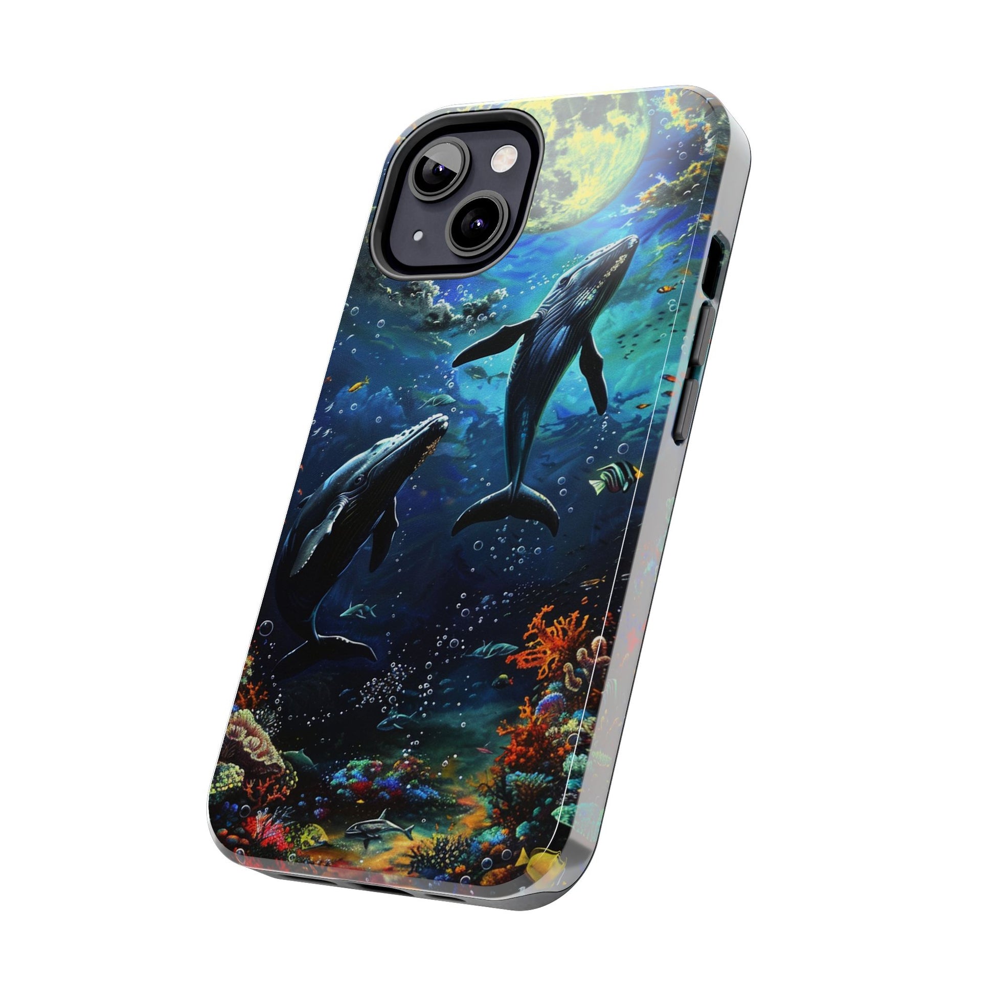 Moonlit Whales Underwater Phone Case - Durable and Stunning Protective Cover