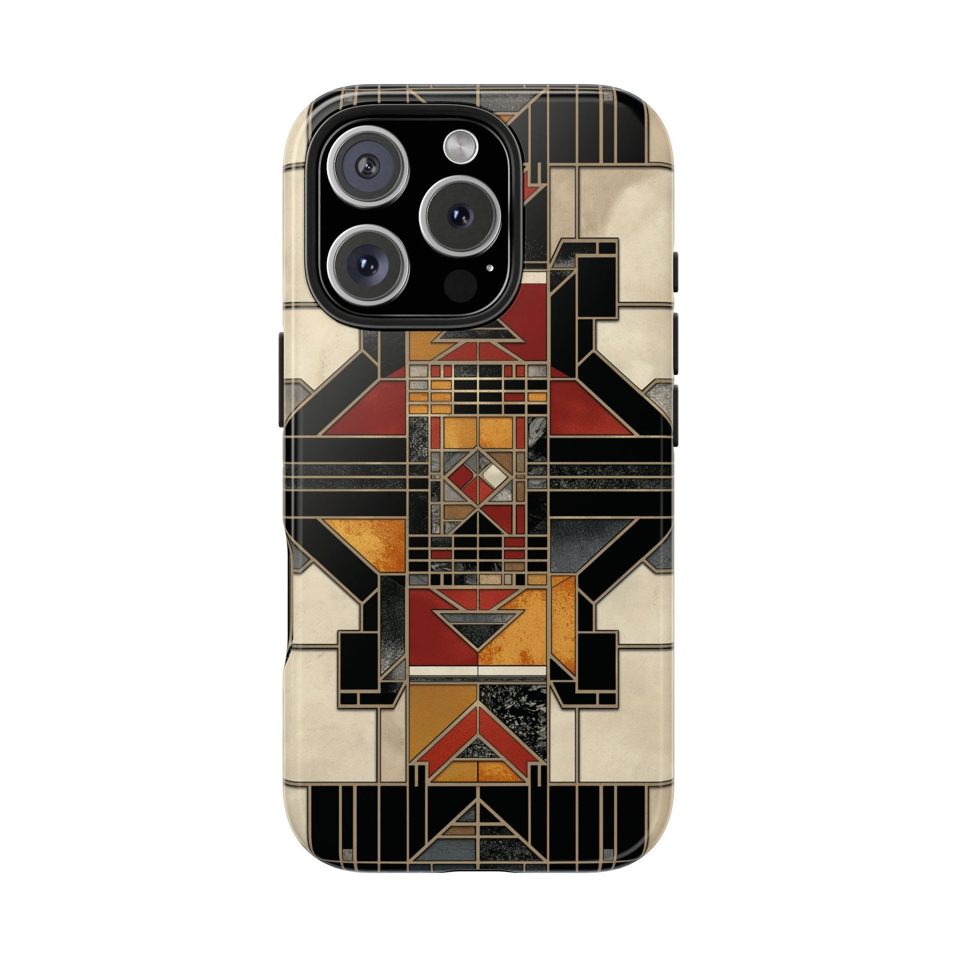 Frank Lloyd Wright Inspired Stained Glass Phone Case - Geometric Elegance for iPhone Models
