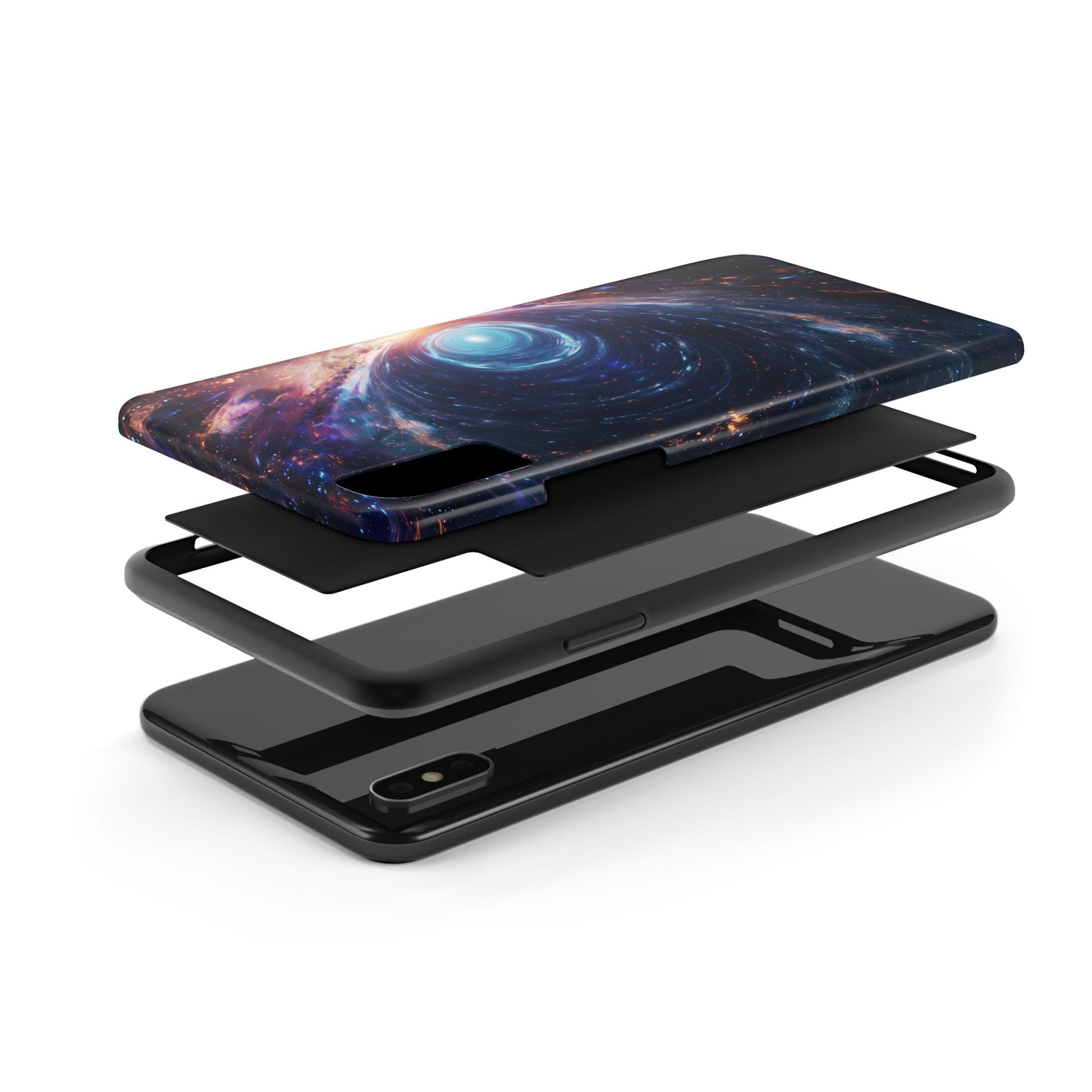 Geeky iPhone Case - Space Geek Case - Space Wormholes Phone Case - Cosmic Galaxy Cover with Futuristic Wormhole Design - Sci-Fi iphone Case