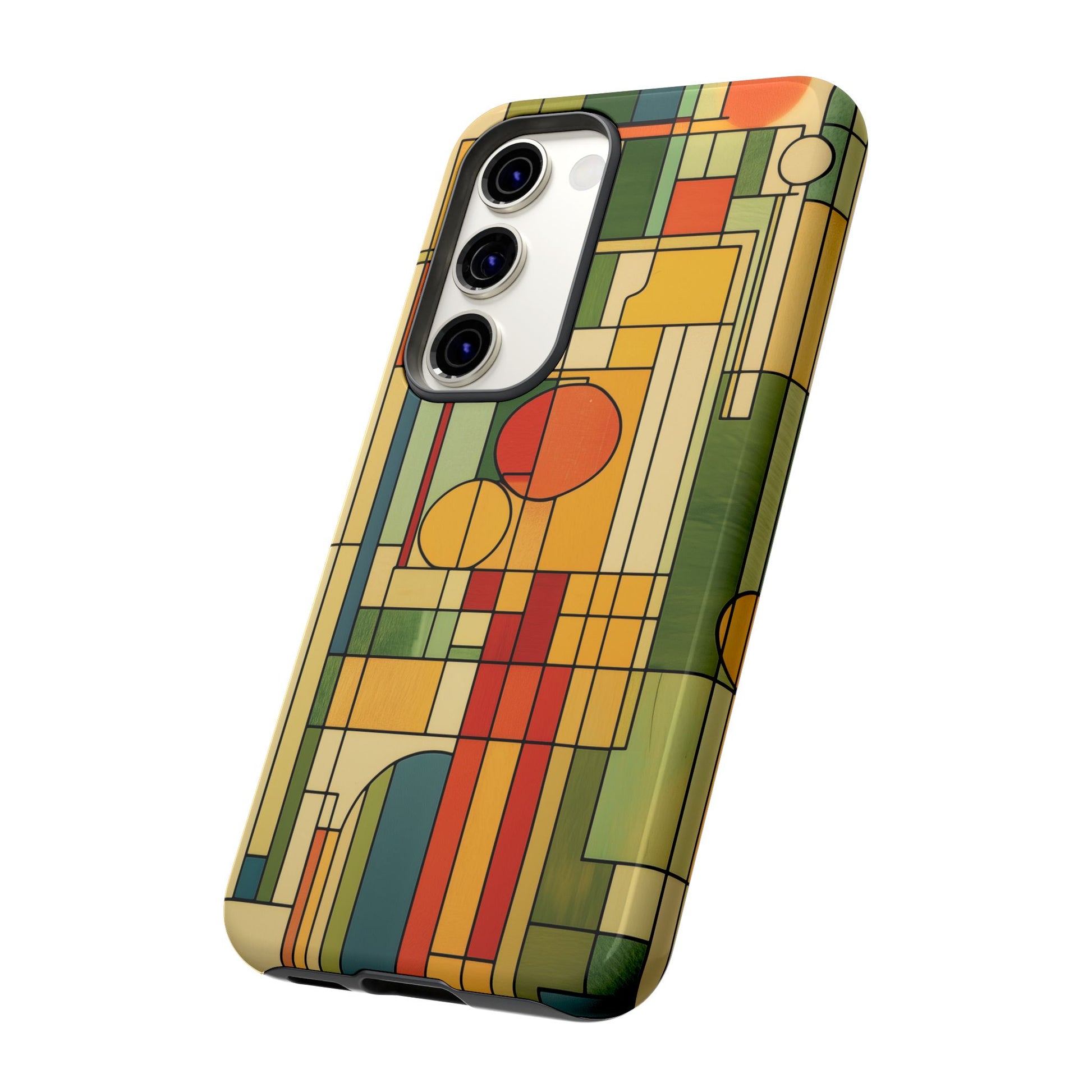 Frank Lloyd Wright Inspired Prairie Style Usonian Phone Case Geometric Stained Glass Art Deco 13 14 15 16 iPhone Pro Max Galaxy Pixel