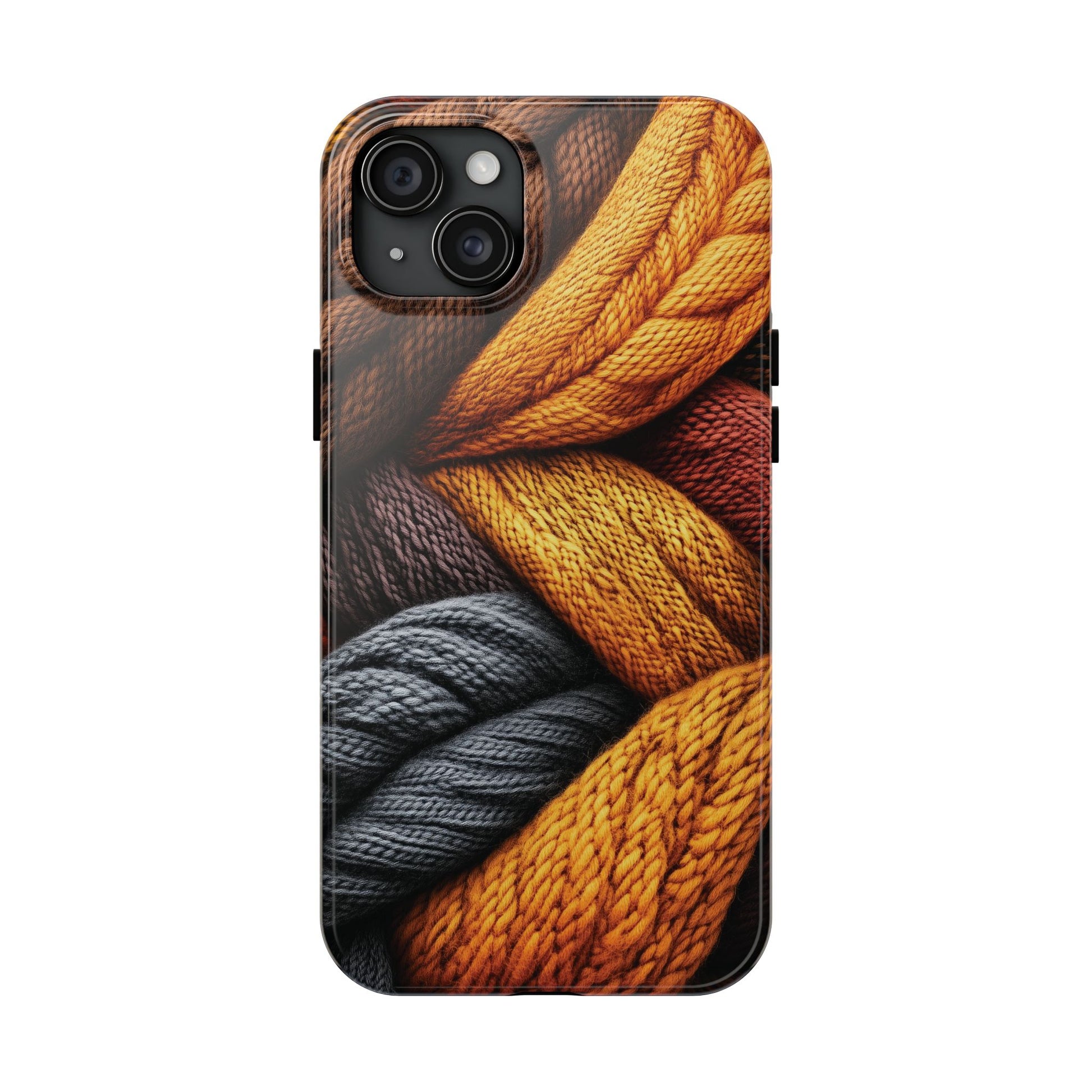 Fall Knit Sweater Cozy Cottagecore Phone Case Boho Embroidered Fall Colors Phone Cover for iPhone 13 14 15 Pro, Samsung Galaxy S22 S23