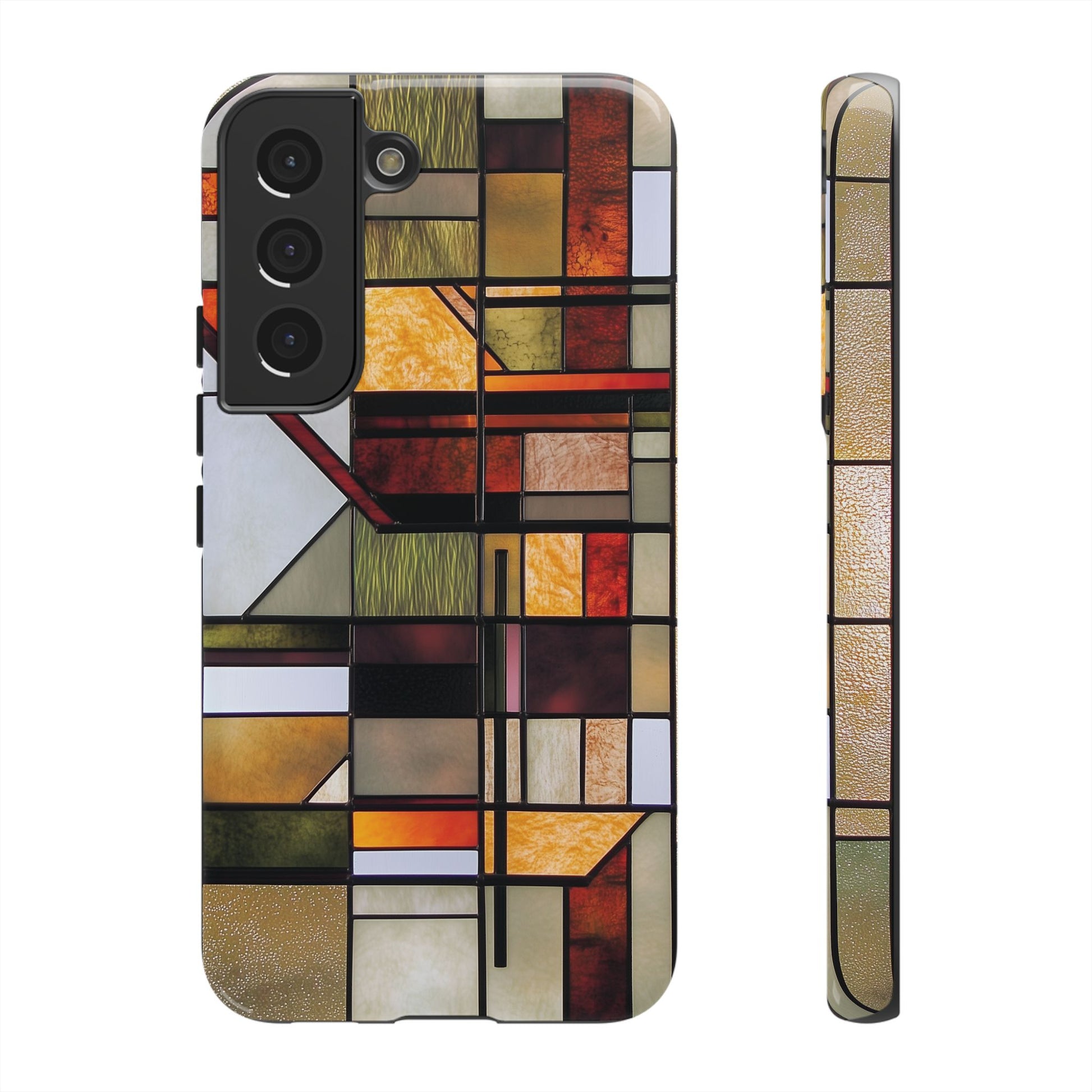 Stained Glass Phone Case Art Deco Frank Lloyd Wright Cottage Core Usonian Prairie Style Geometric Stylish  iPhone 14 15 16 Pro