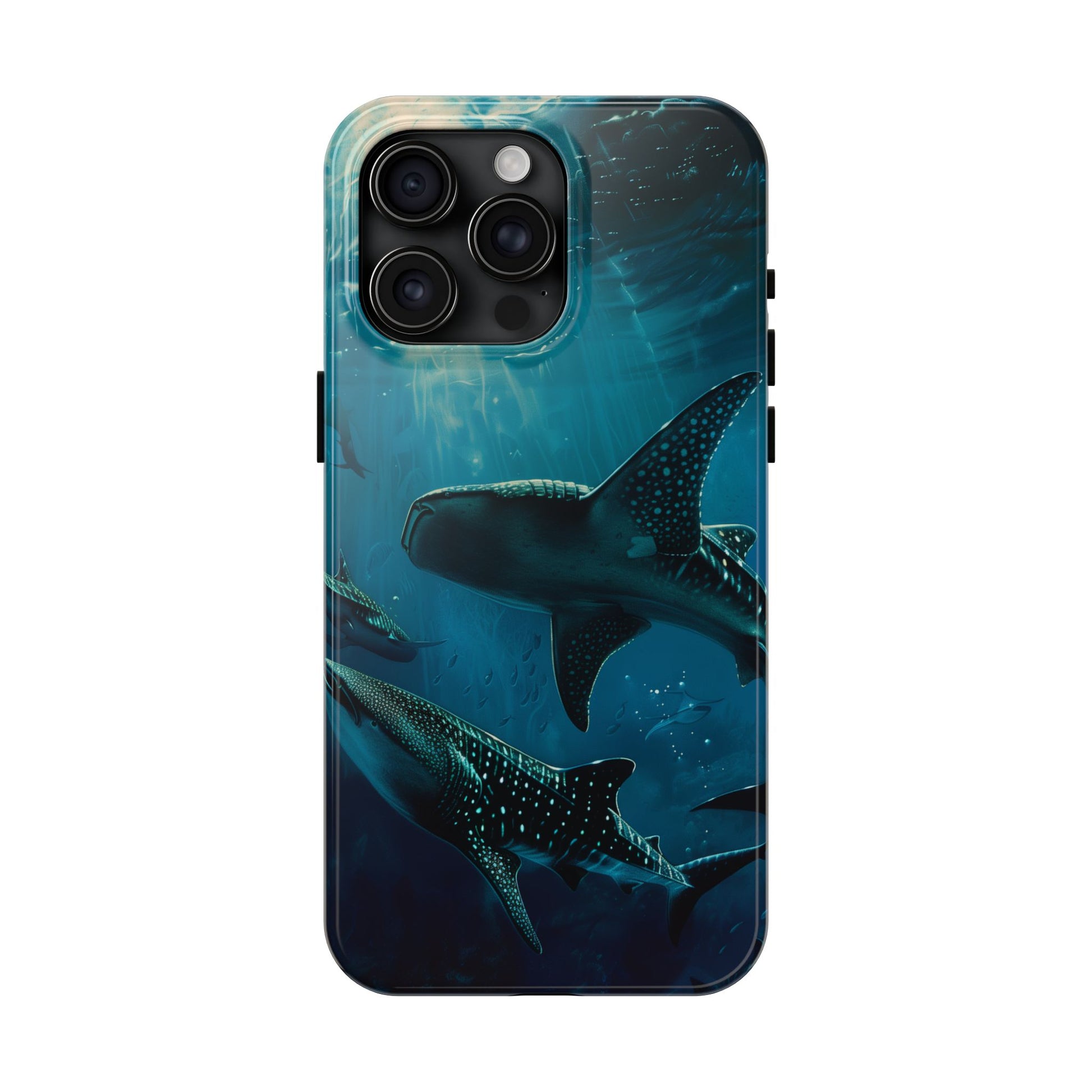 Tranquil Trio: Three Whale Sharks Tough Phone Case