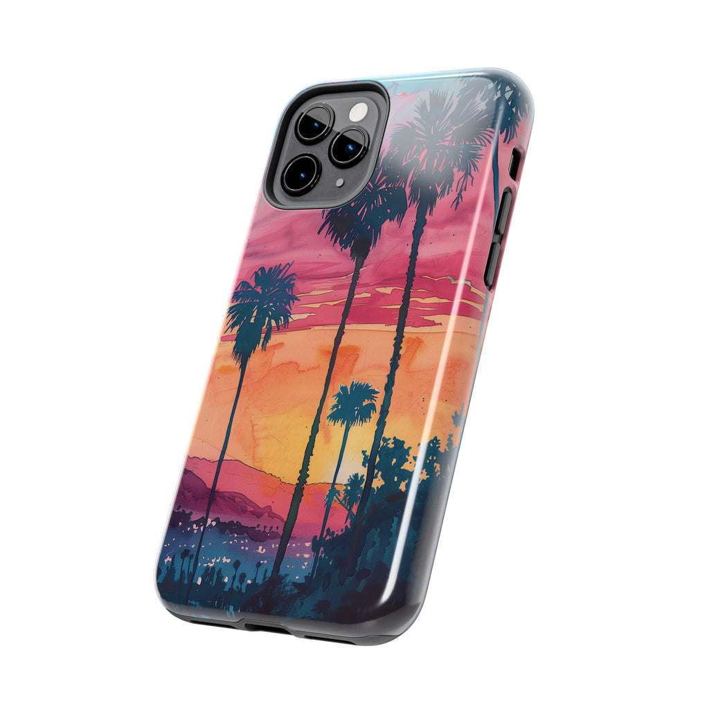Los Angeles Sunset iPhone Case, Golden Hour Scenic View, Hollywood Hills Sunset Phone Case, Palm Trees Phone Case, iphone 15 pro max case