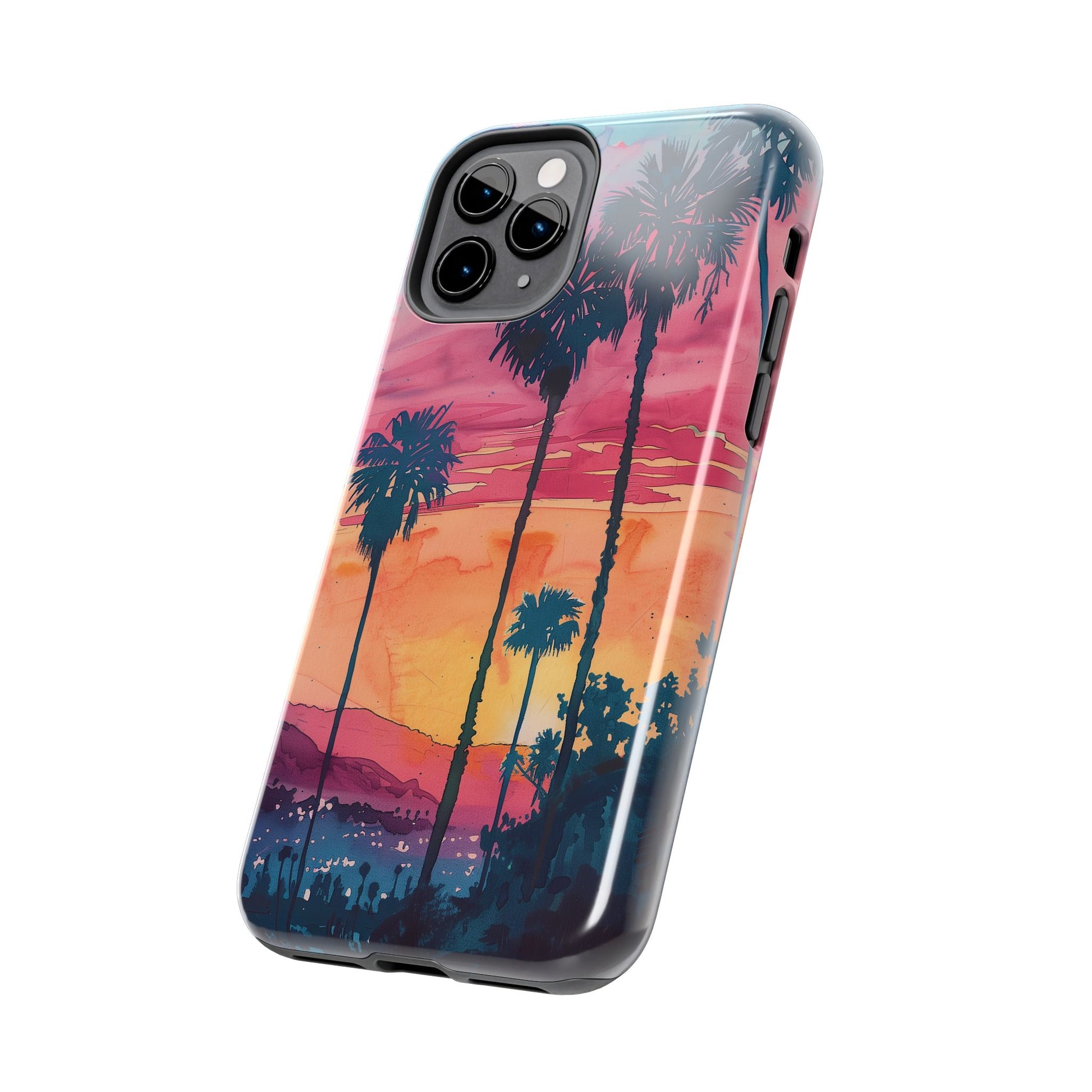 Los Angeles Sunset iPhone Case, Golden Hour Scenic View, Hollywood Hills Sunset Phone Case, Palm Trees Phone Case, iphone 15 pro max case