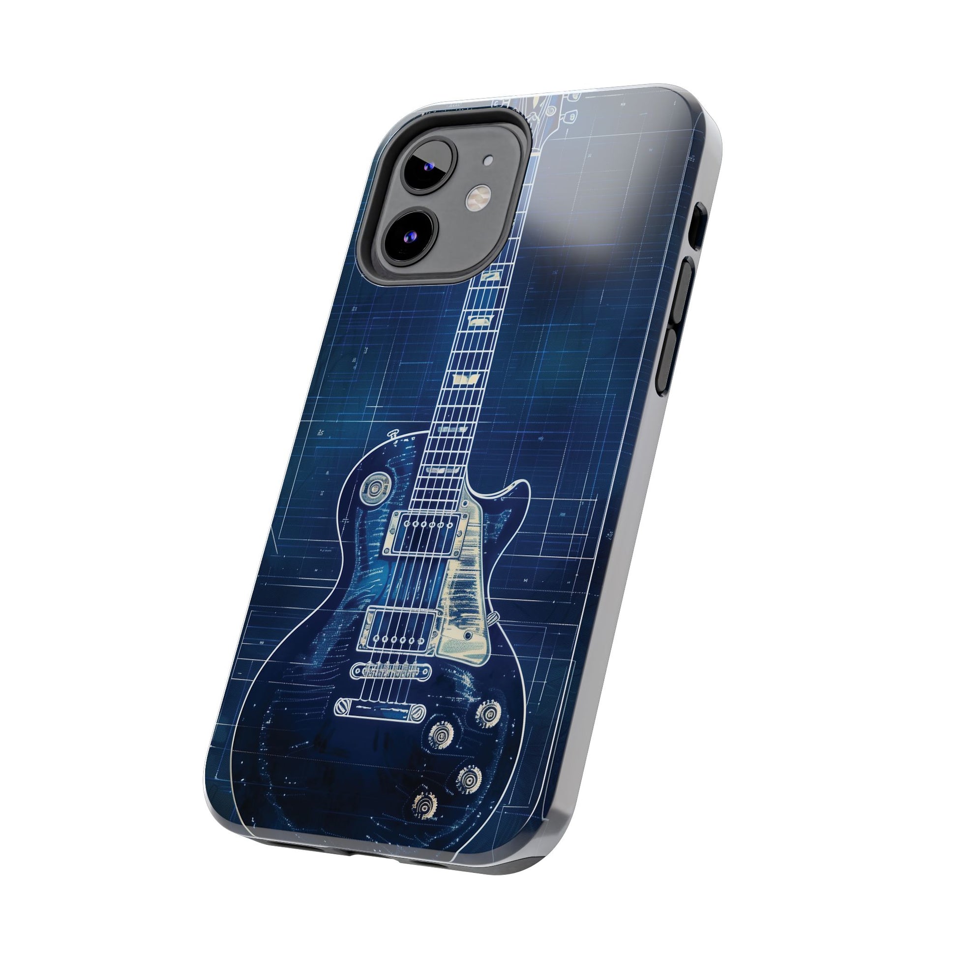 Guitar Phone Case, Guitar Blueprint iPhone Cover, Vintage Guitar Design, Custom iPhone Covers, Rock Music Phone Accessories, Musician Gift