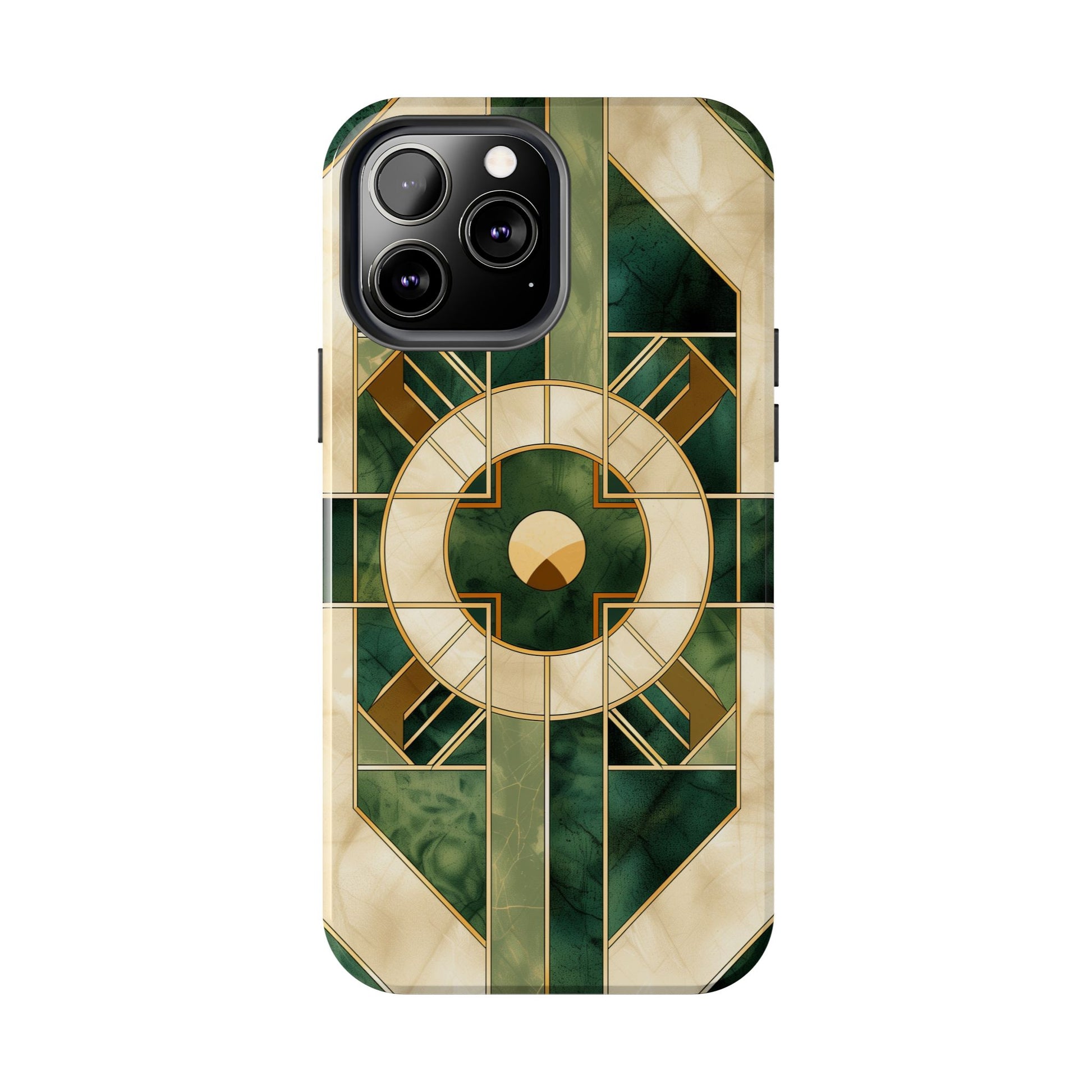 Green Frank Lloyd Wright Inspired Phone Case - Geometric Elegance for iPhone Models