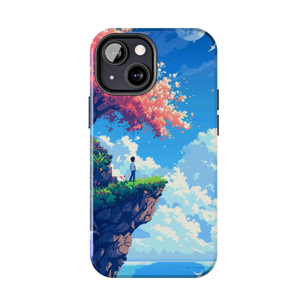 Pixel Art Video Game Landscapes Phone Case, Retro Gaming Pixelated Design, Geeky Gamer Phone Cover, Unique Video Game Art Accessories