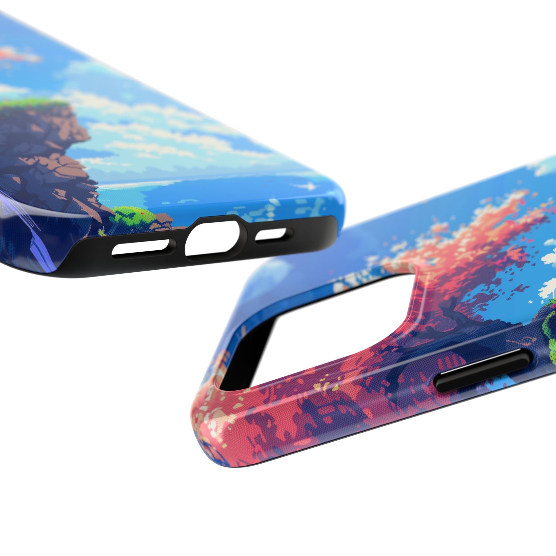 Pixel Art Video Game Landscapes Phone Case, Retro Gaming Pixelated Design, Geeky Gamer Phone Cover, Unique Video Game Art Accessories