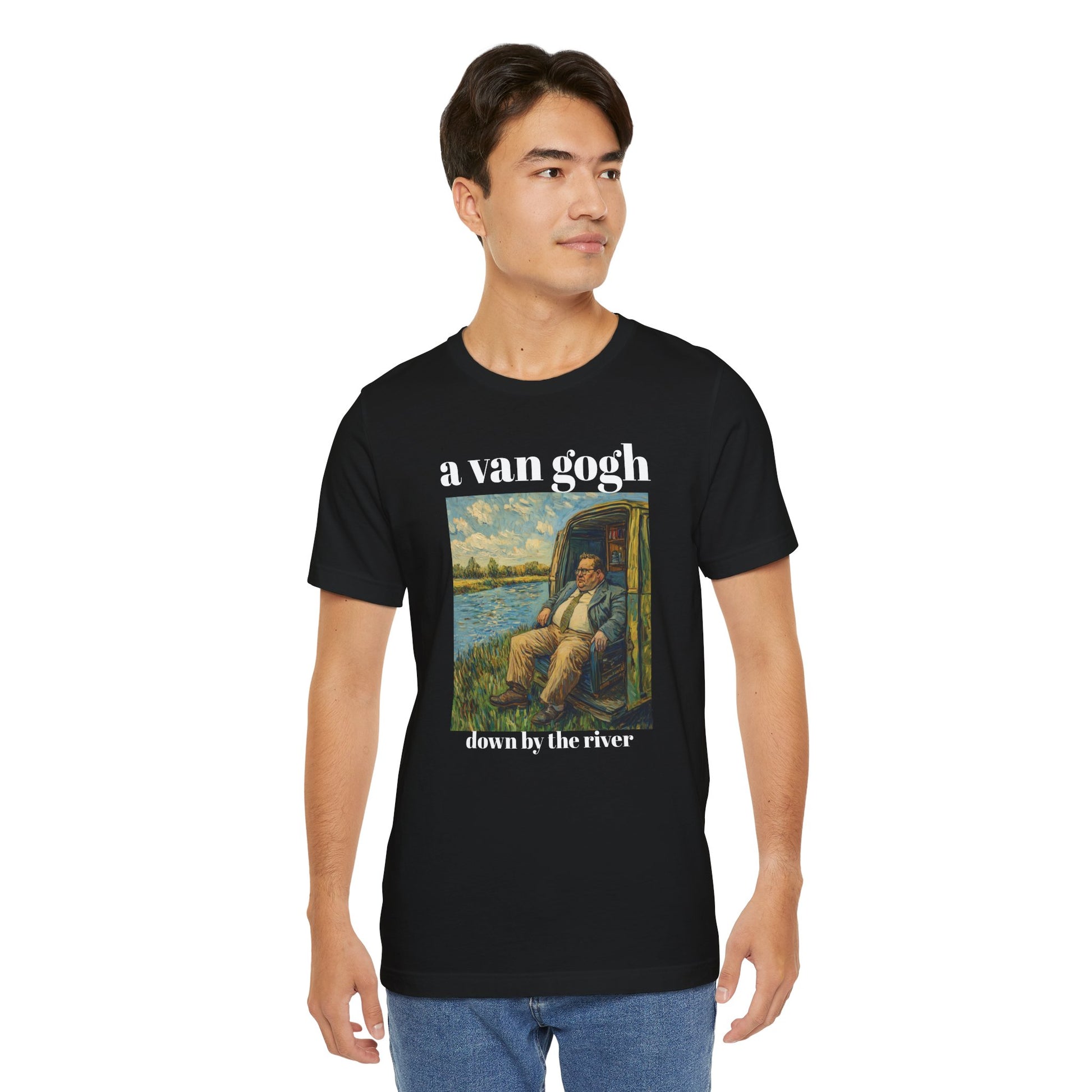 Tshirt Van Gogh Down by the River Van Gogh Style Print Sitting by a River Graphic Tee Tshirt Matte Foley Wall Decor ShirtFine Wall Art