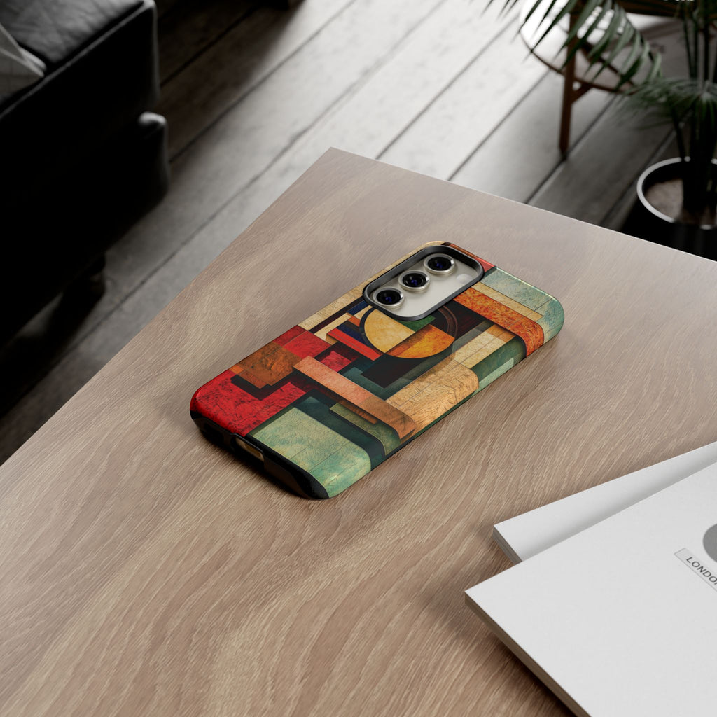 Tan Prairie Style Frank Lloyd Wright Usonian Phone Case Geometric Stained Glass Art Deco Marble Gold 13 14 15 16 iPhone Pro Max Galaxy Pixel