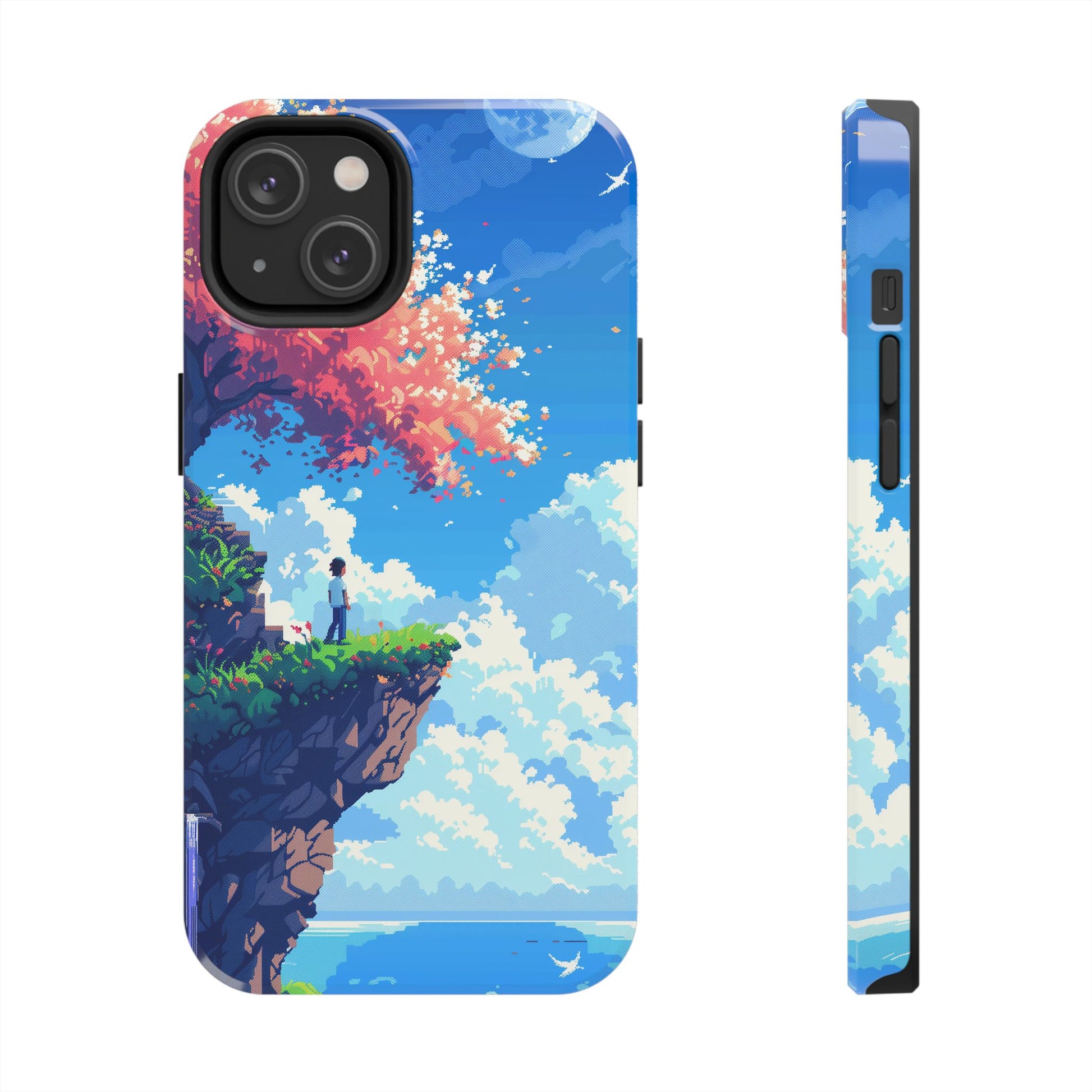 Pixel Art Video Game Landscapes Phone Case, Retro Gaming Pixelated Design, Geeky Gamer Phone Cover, Unique Video Game Art Accessories