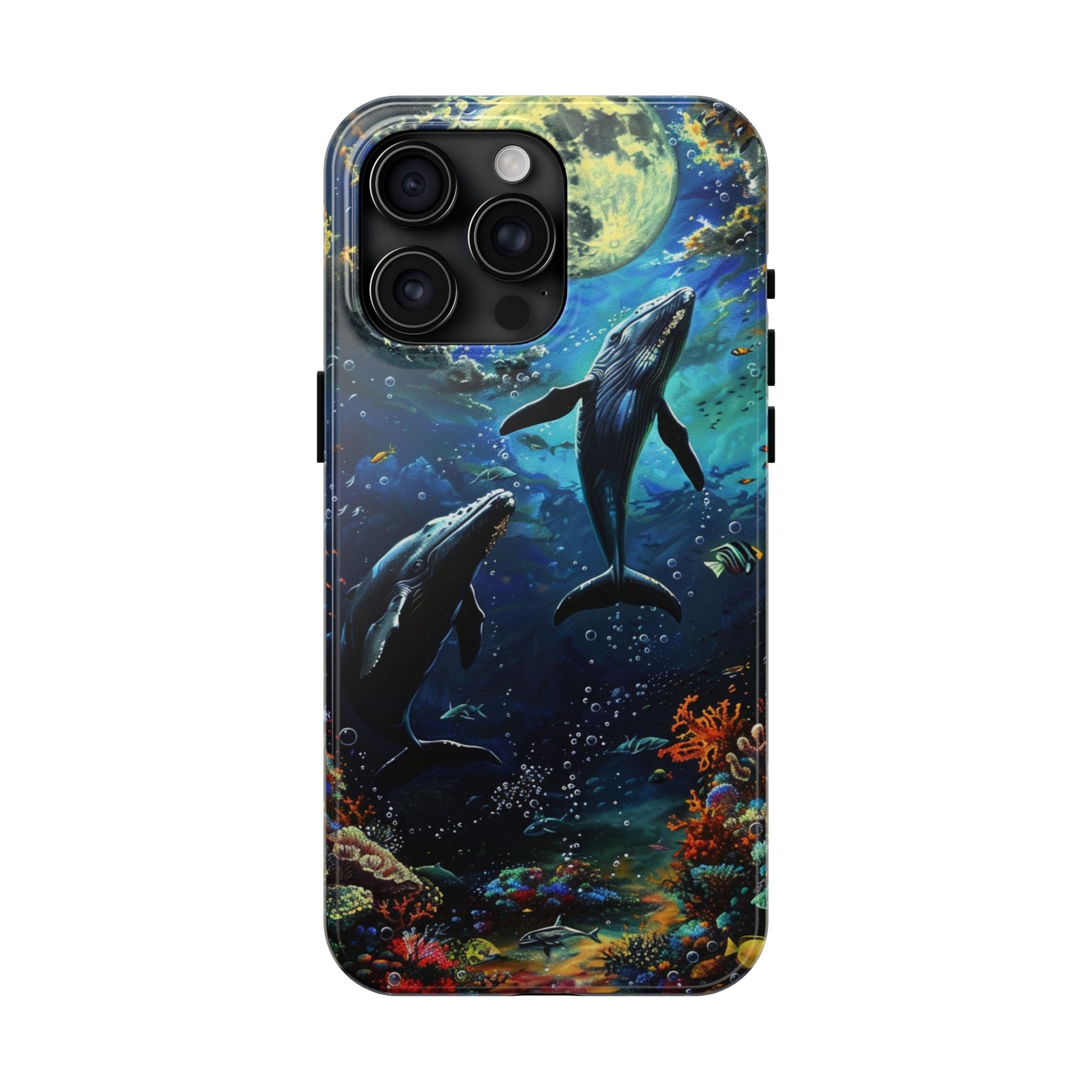 Moonlit Whales Underwater Phone Case - Durable and Stunning Protective Cover