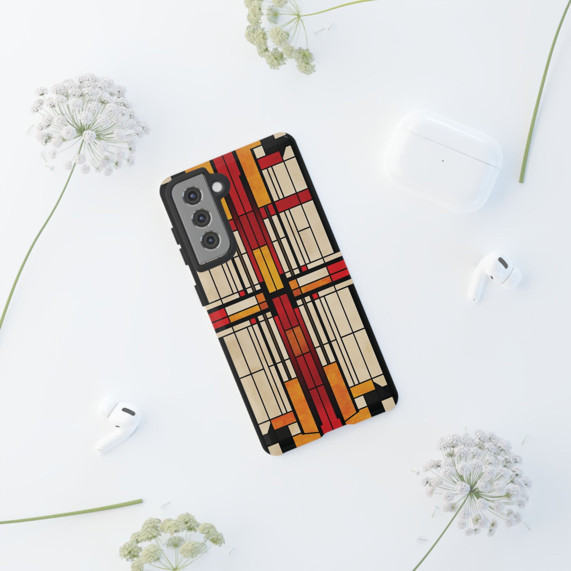 Art Deco Frank Lloyd Wright Stained Glass Southwest Phone Case Geometric Marble Gold 13 14 15 16 iPhone Pro Max Galaxy Pixel
