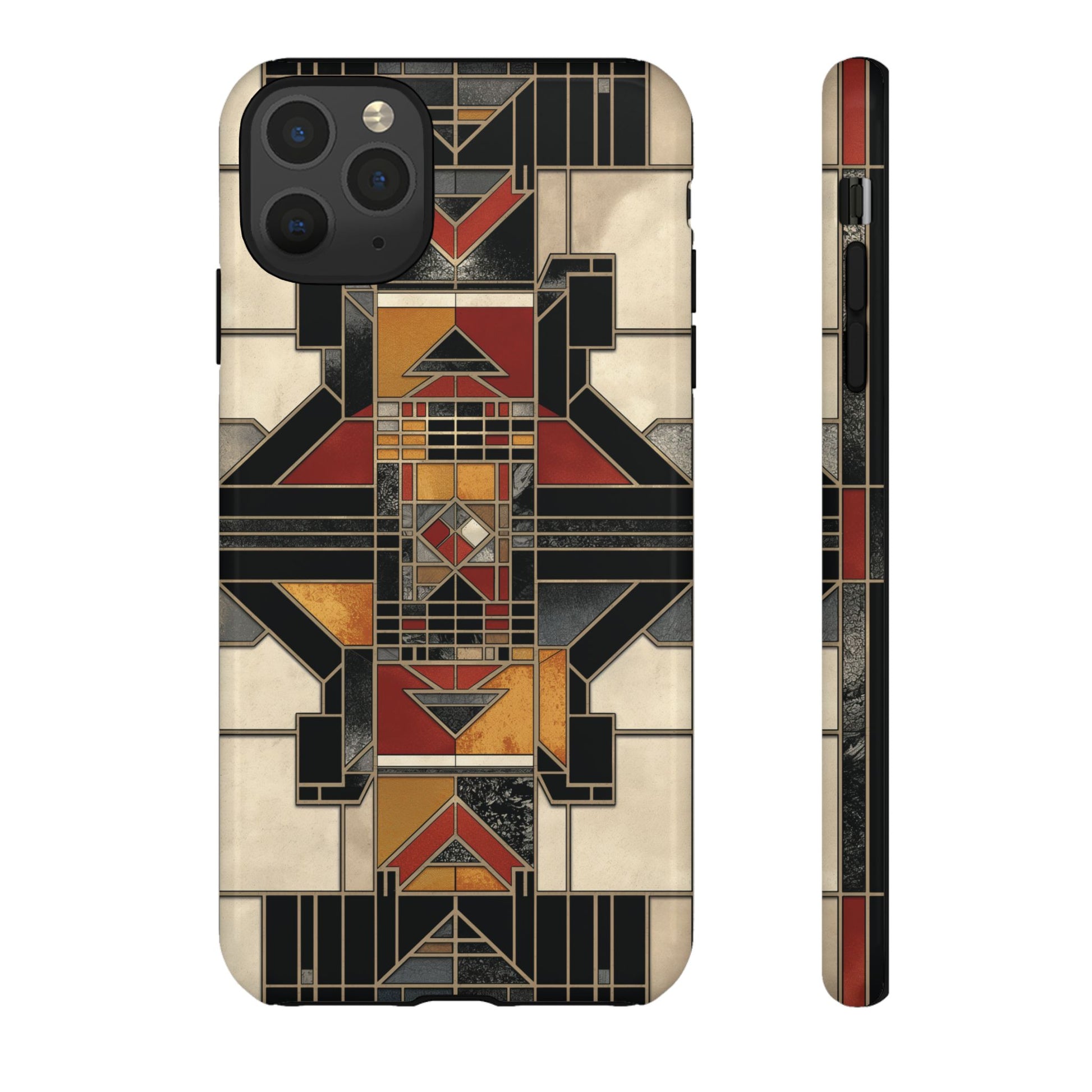 Stained Glass Art Deco Southwest Prairie Style Frank Lloyd Phone Case Geometric Marble Gold 13 14 15 16 iPhone Pro Max Galaxy Pixel