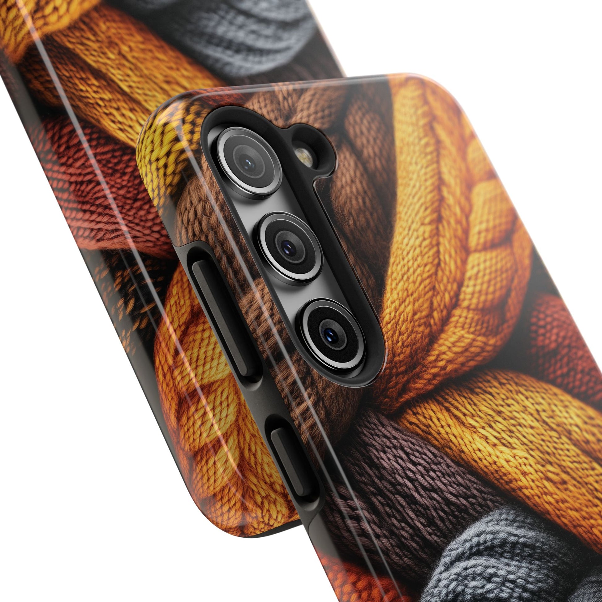Fall Knit Sweater Cozy Cottagecore Phone Case Boho Embroidered Fall Colors Phone Cover for iPhone 13 14 15 Pro, Samsung Galaxy S22 S23