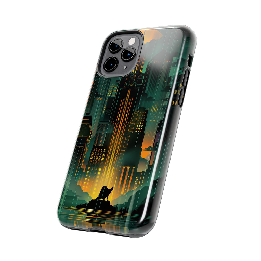 Nighttime Batman Phone Case - Gotham Art Deco Style - Noir Inspired Phone Cover - Dark Knight Accessory
