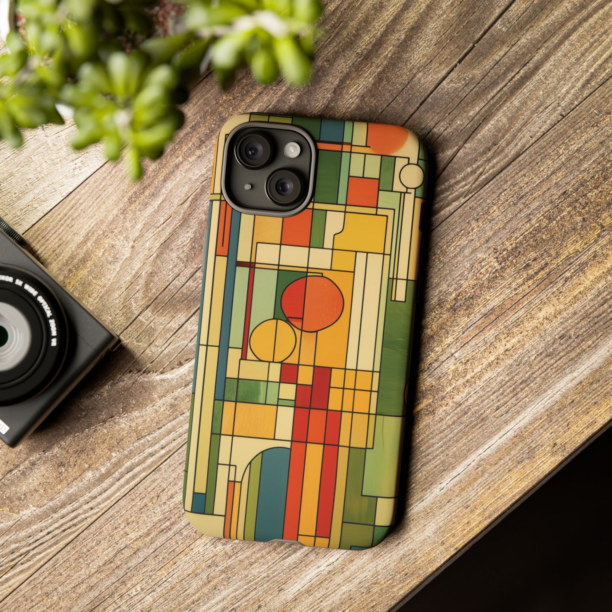 Frank Lloyd Wright Inspired Prairie Style Usonian Phone Case Geometric Stained Glass Art Deco 13 14 15 16 iPhone Pro Max Galaxy Pixel