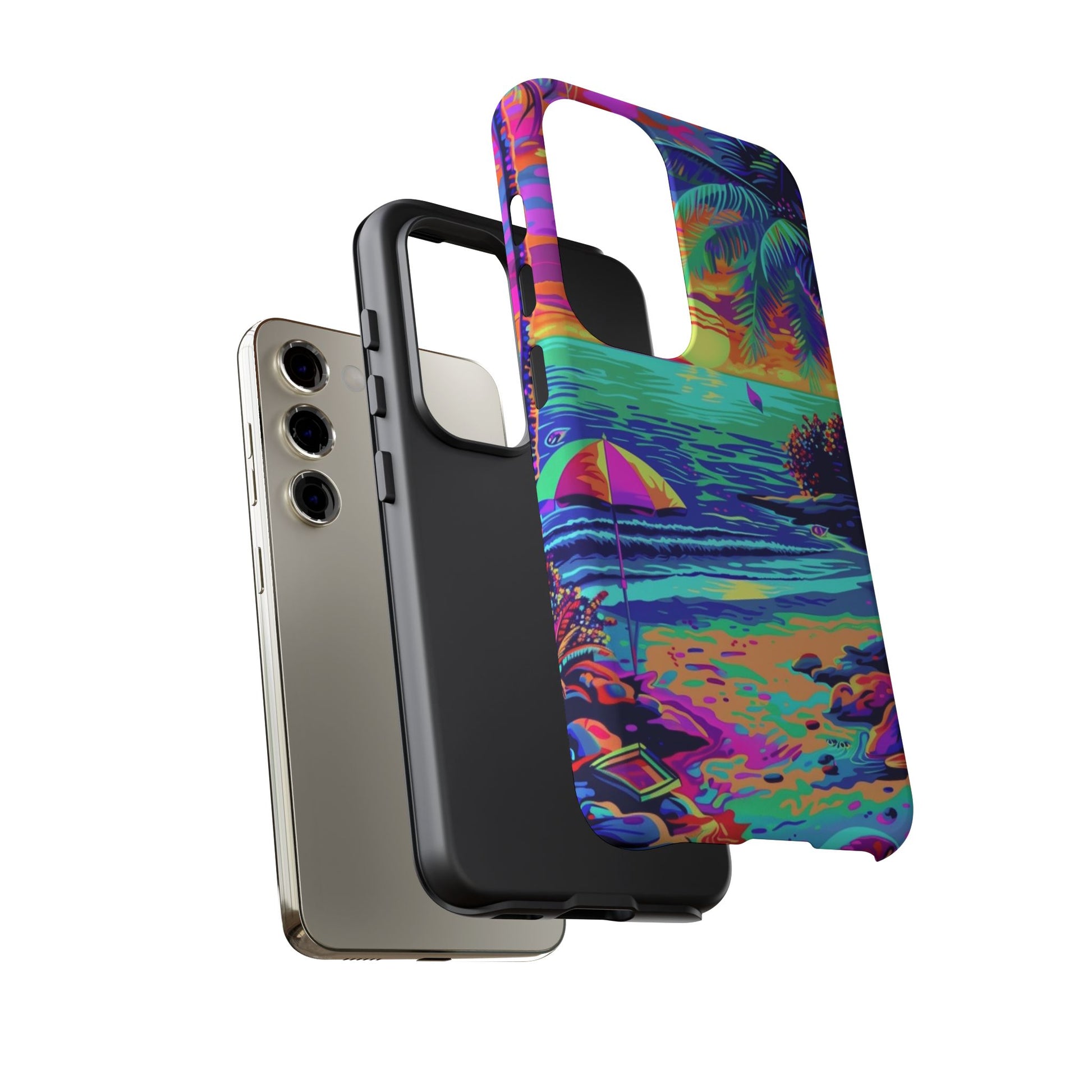 Beach Bliss: Durable Android Phone Case with Lisa Frank Style