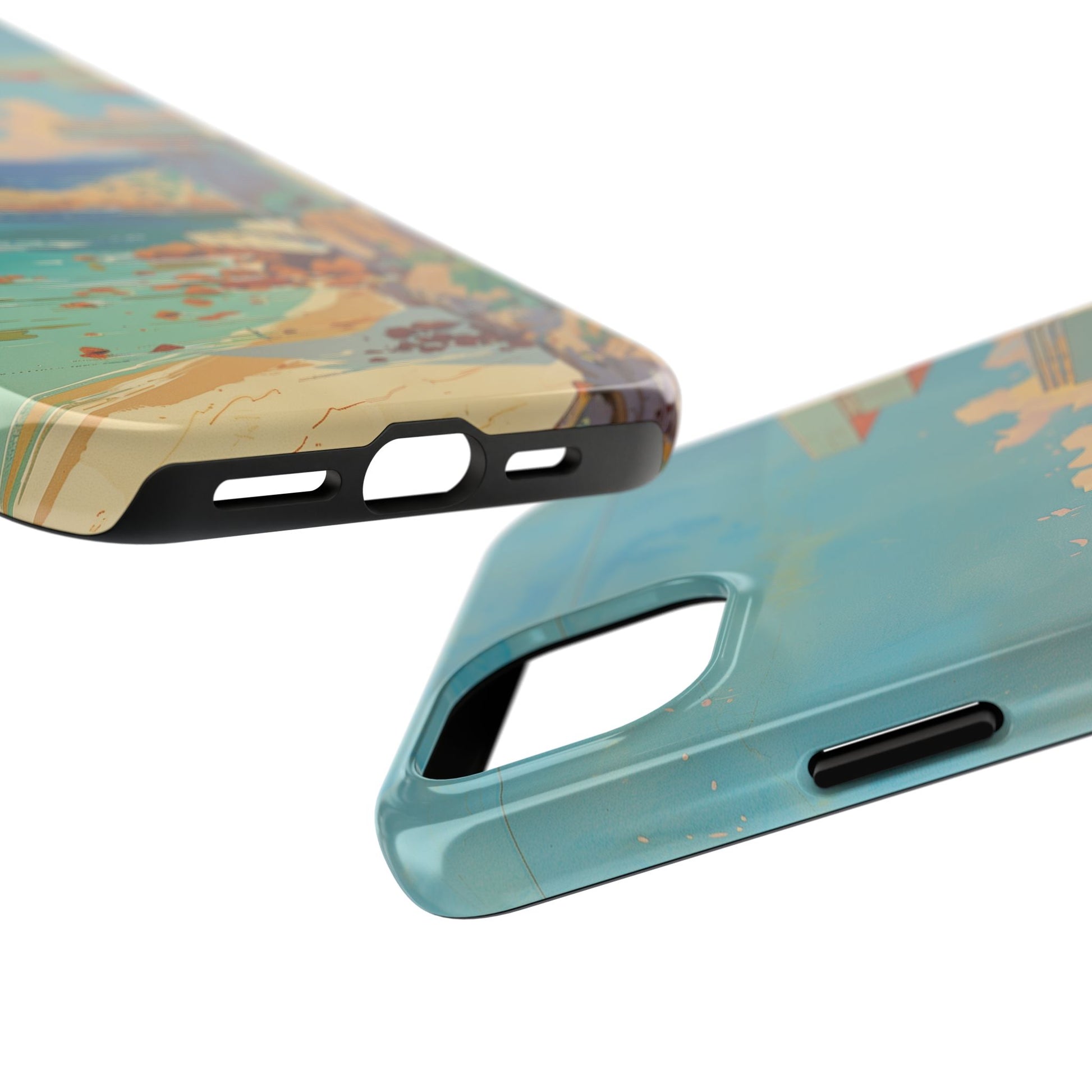 Retro Beach Scene Phone Case, Vintage Tropical Ocean iPhone Case, Summer Beach Phone Cover for iPhone, iphone 15 pro max