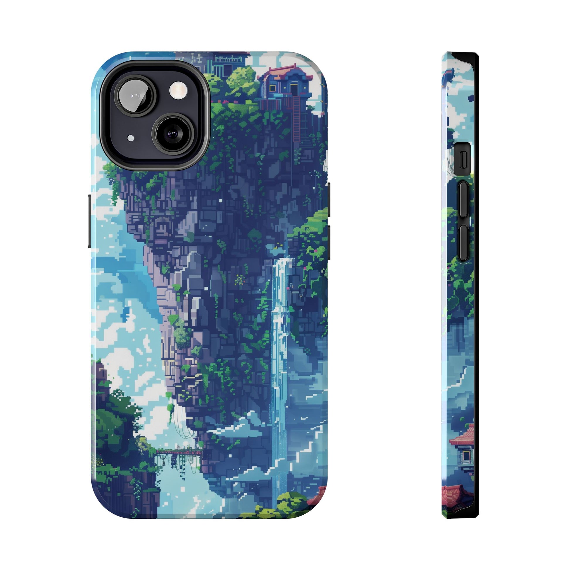 Pixel Art Video Game Landscapes Phone Case, Retro Gaming Pixelated Design, Geeky Gamer Phone Cover, Unique Video Game Art Accessories