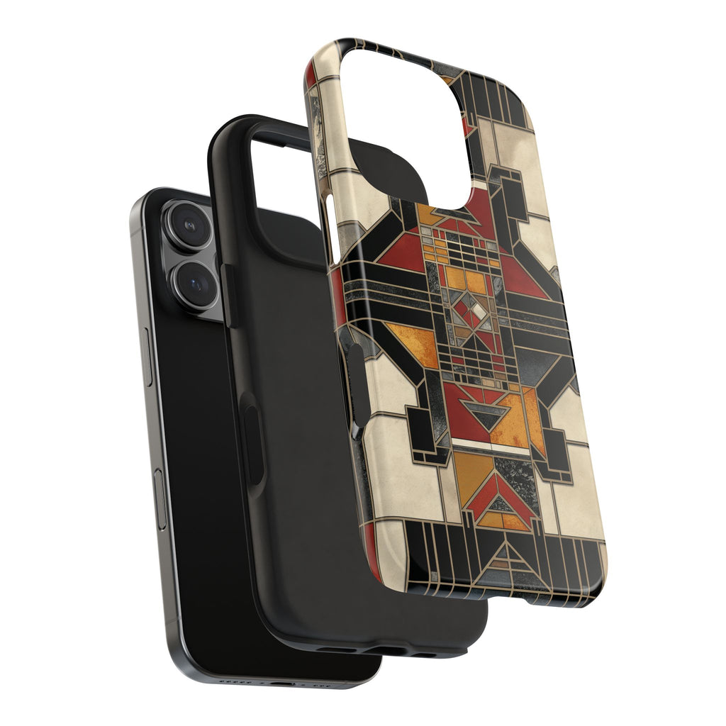 Frank Lloyd Wright Inspired Stained Glass Phone Case - Geometric Elegance for iPhone Models