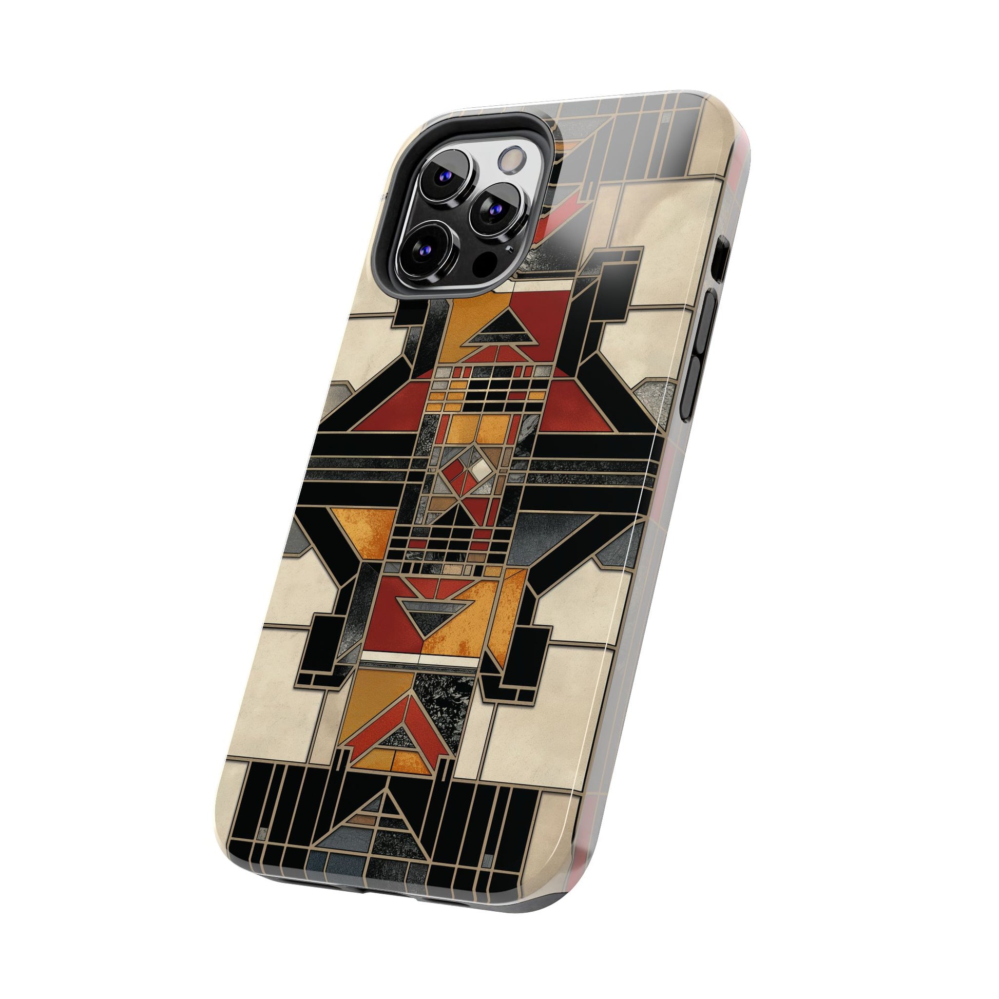Frank Lloyd Wright Inspired Stained Glass Phone Case - Geometric Elegance for iPhone Models